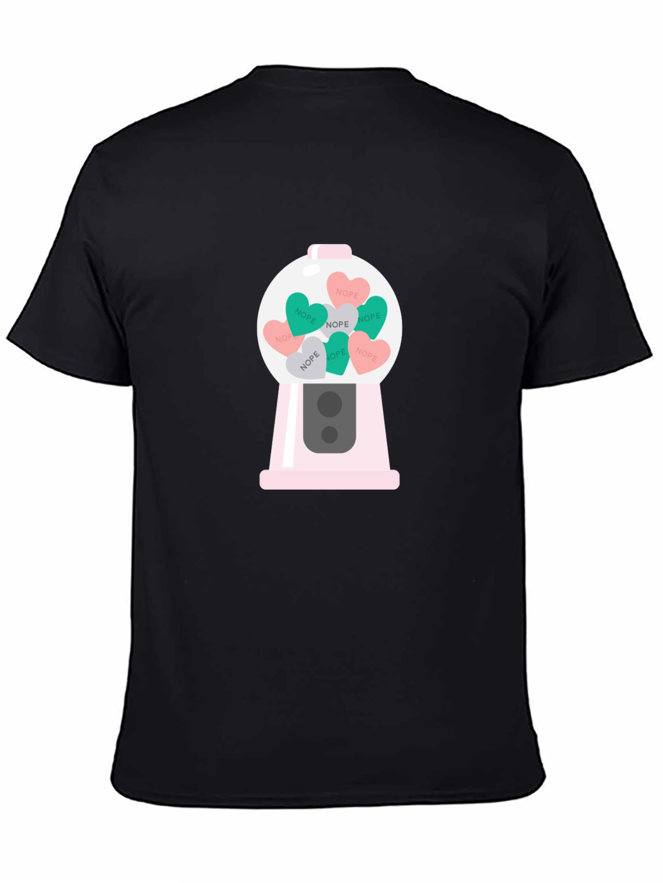 Black Nope Candy Heart Gumball Machine T-Shirt view 4
