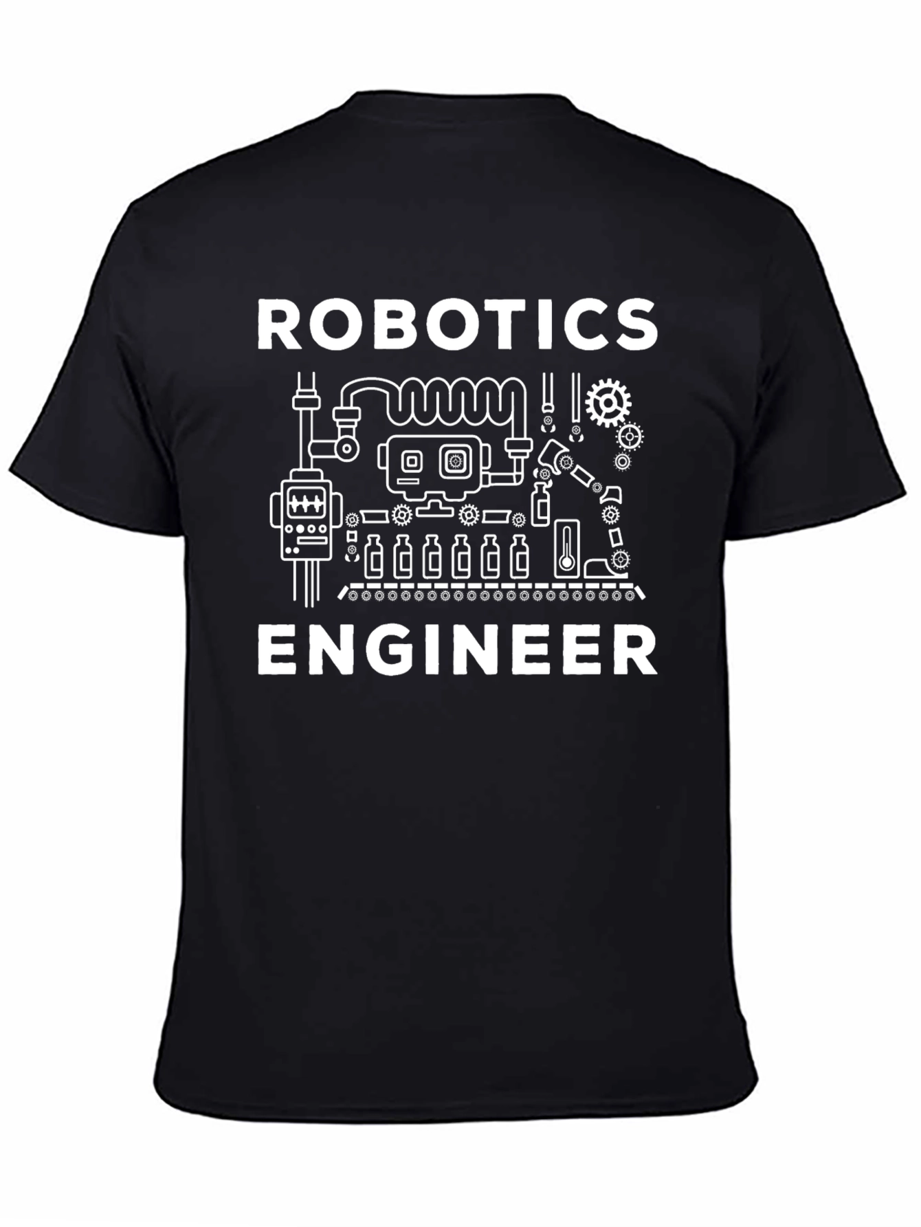 Black Robotics Engineer Graphic Tee - Black Cotton Shirt view 4