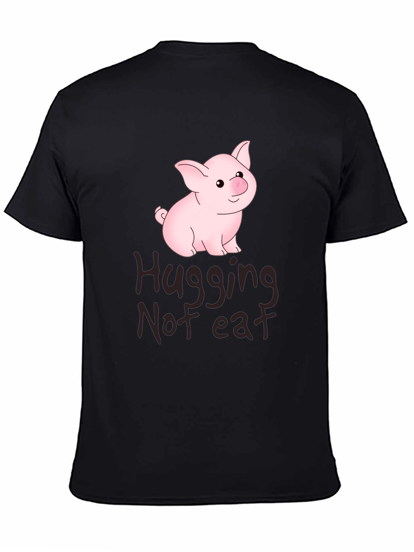 Black Hugging Not Eating Pig T-Shirt view 4
