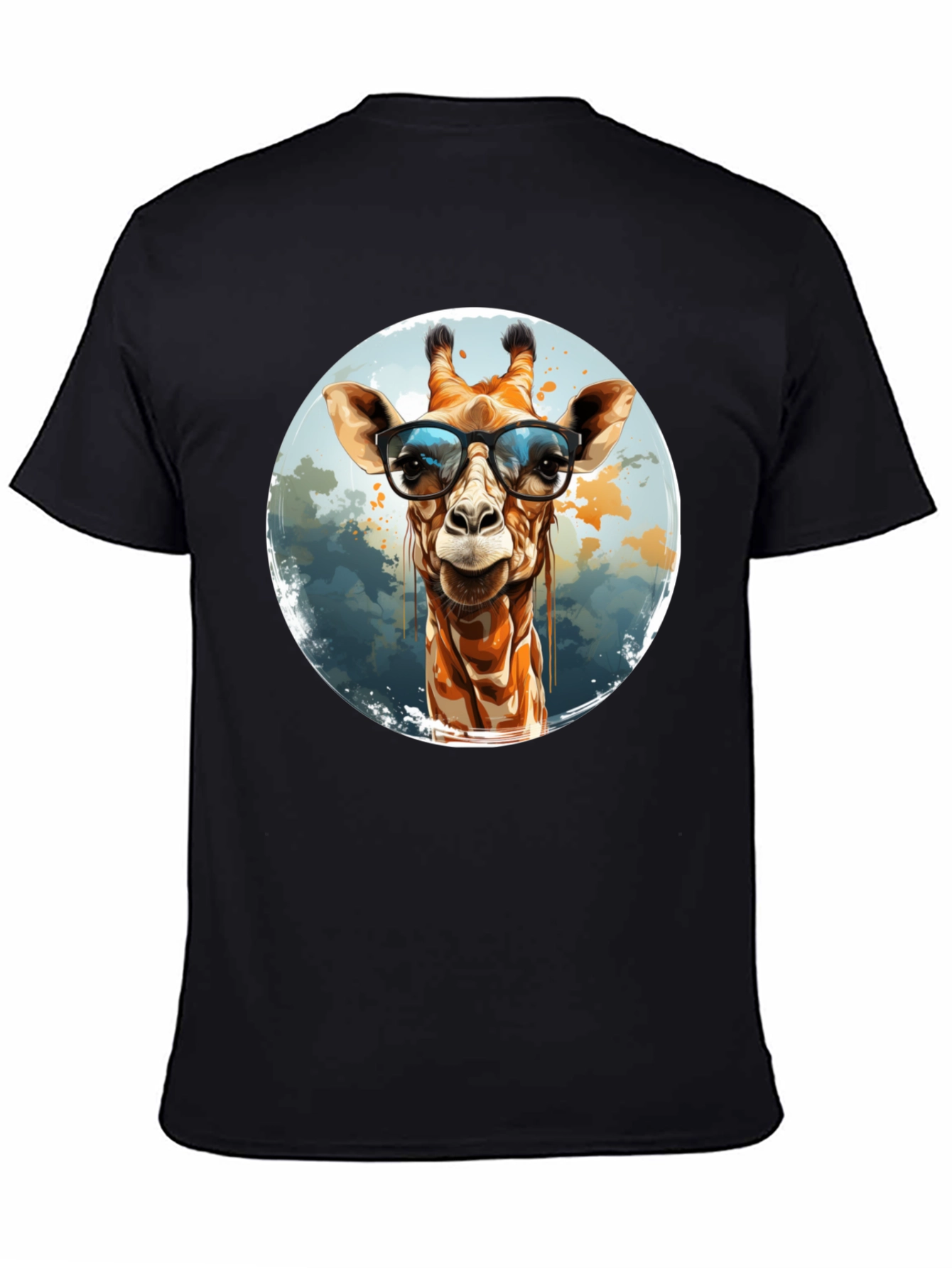 Black Giraffe with Glasses Graphic Tee view 4