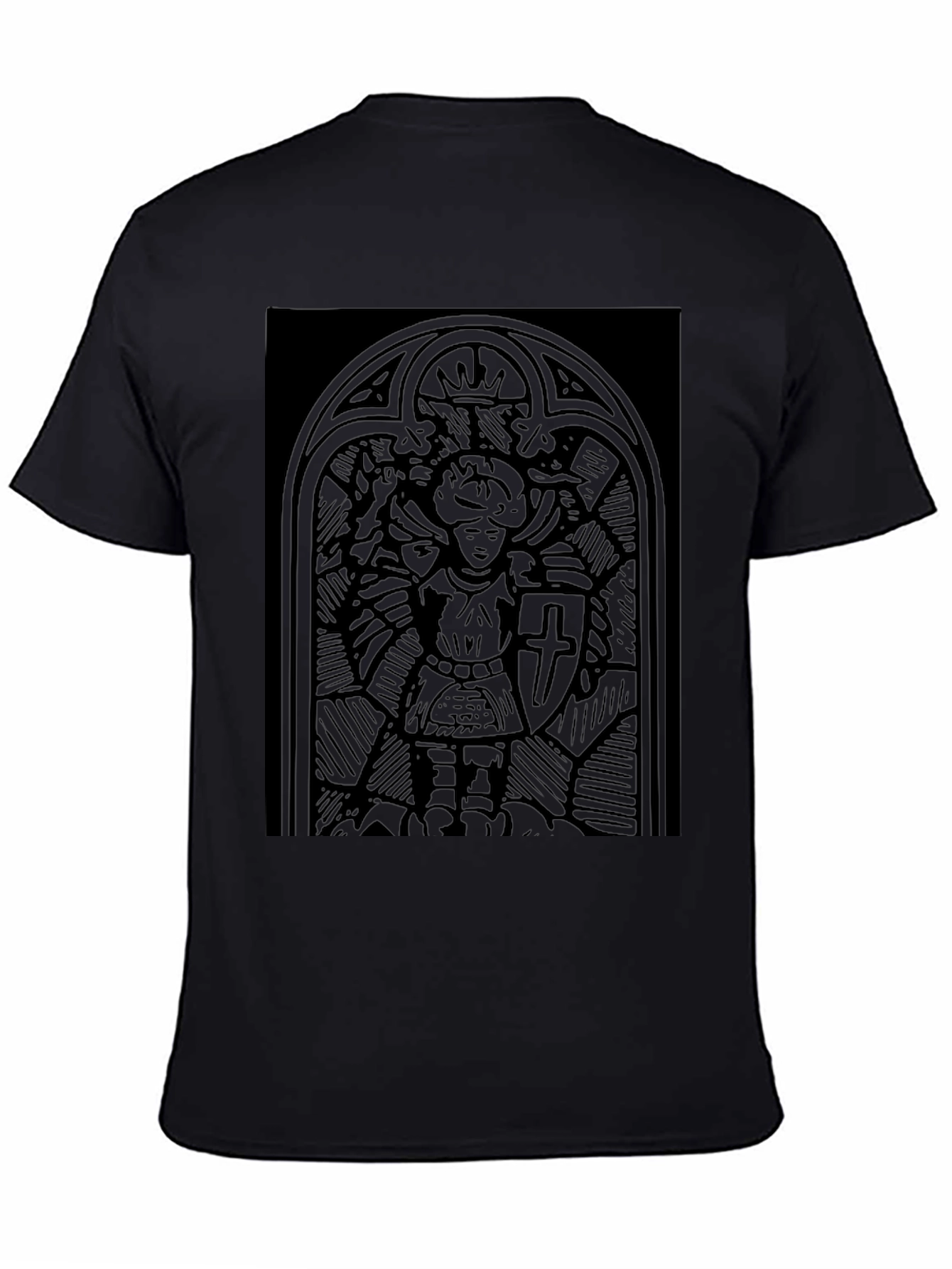 Black Gothic Knight T-Shirt - Black Medieval Warrior Design view 4