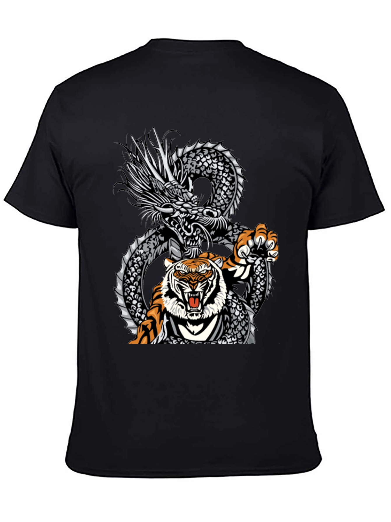 Black Dragon and Tiger Graphic Tee - Bold Streetwear view 4