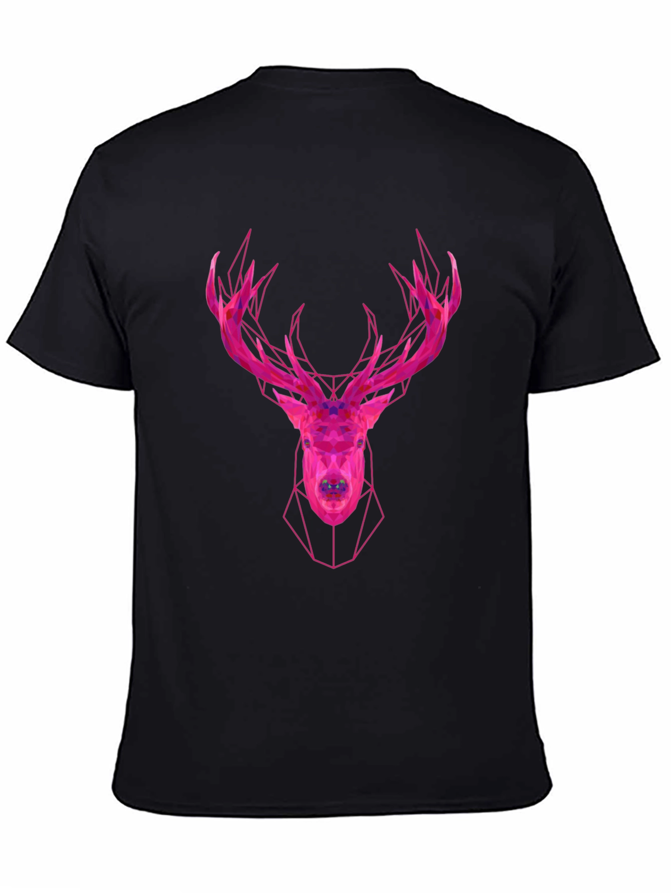 Black Geometric Deer Head Graphic Tee - Modern Style view 4