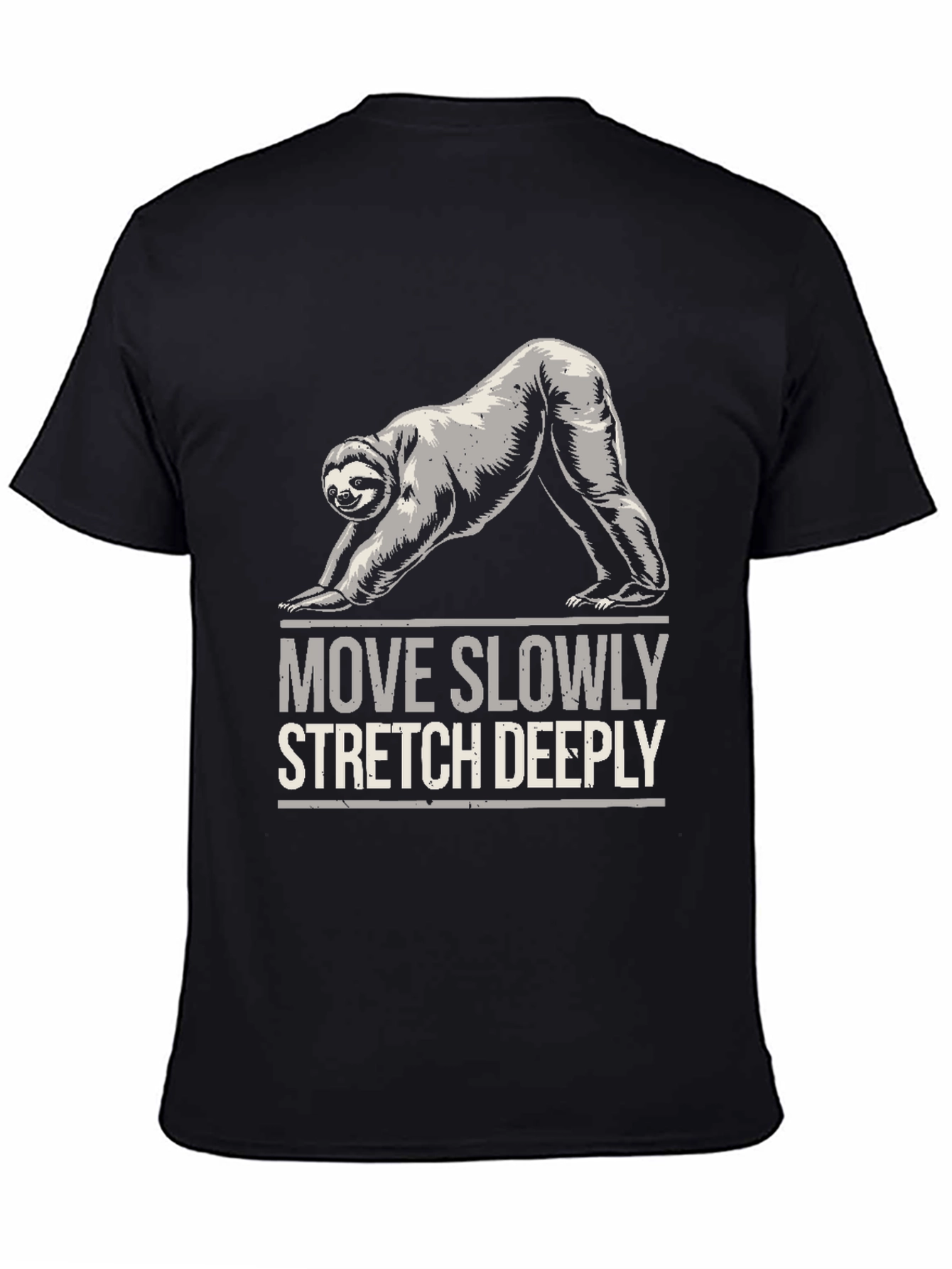 Black Yoga Sloth T-Shirt - Move Slowly Stretch Deeply view 4