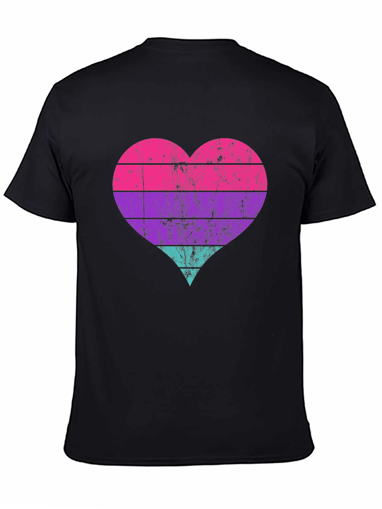 Black Retro Heart Striped Graphic Tee view 4