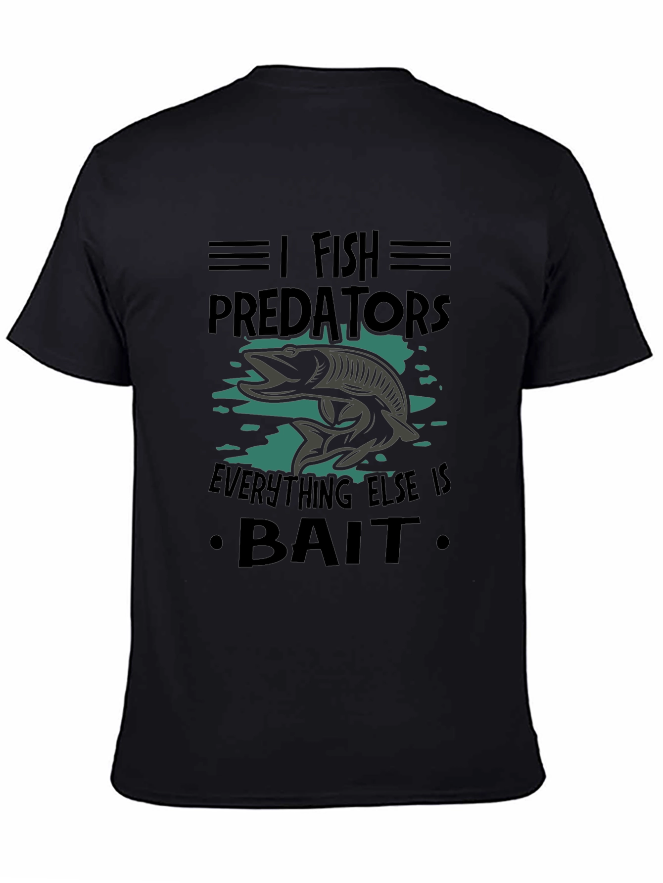Black I Fish Predators Black T-Shirt view 4