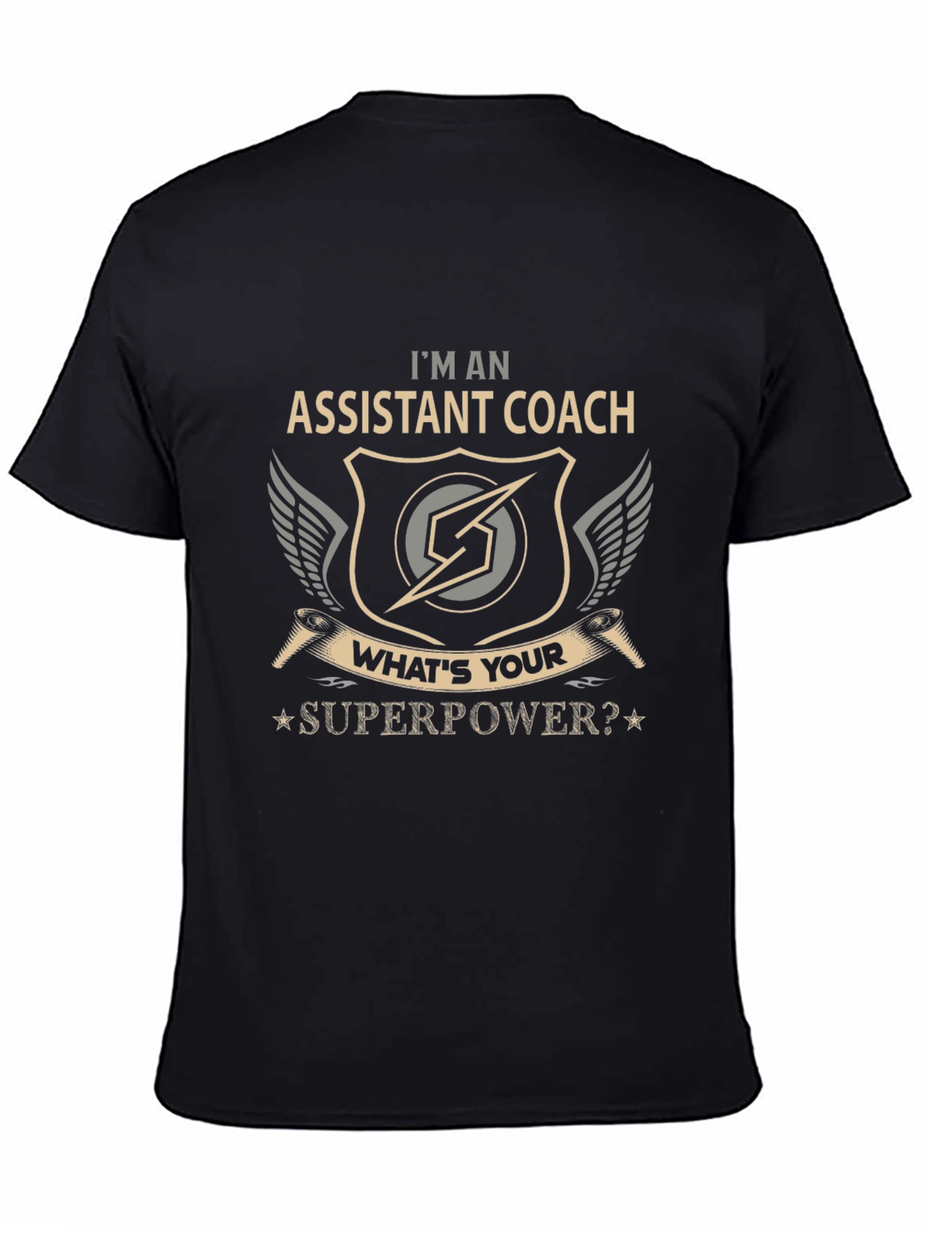 Black Assistant Coach Superpower Graphic T-Shirt view 4