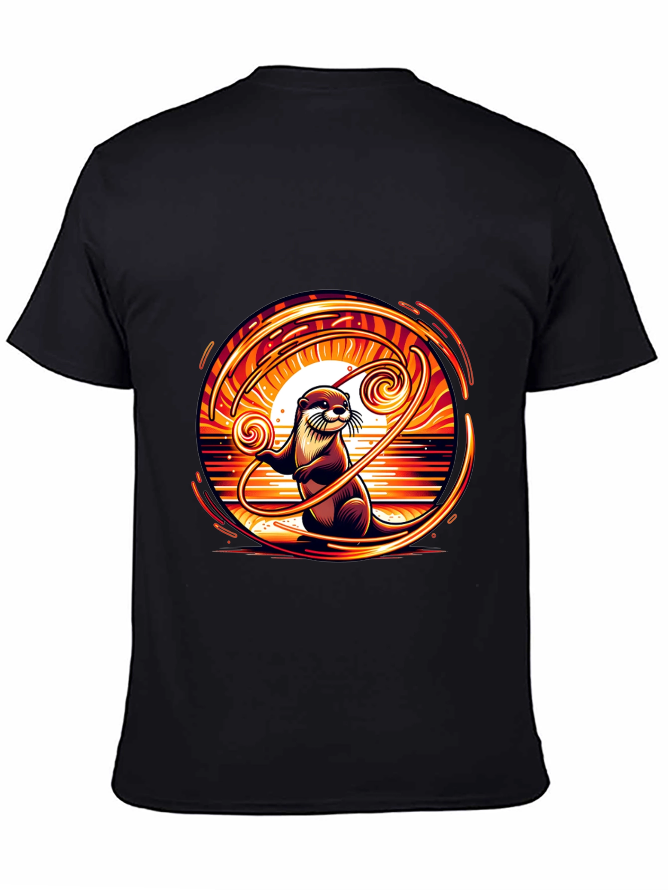 Black Otter Sunset Graphic Tee - Unique Design view 4