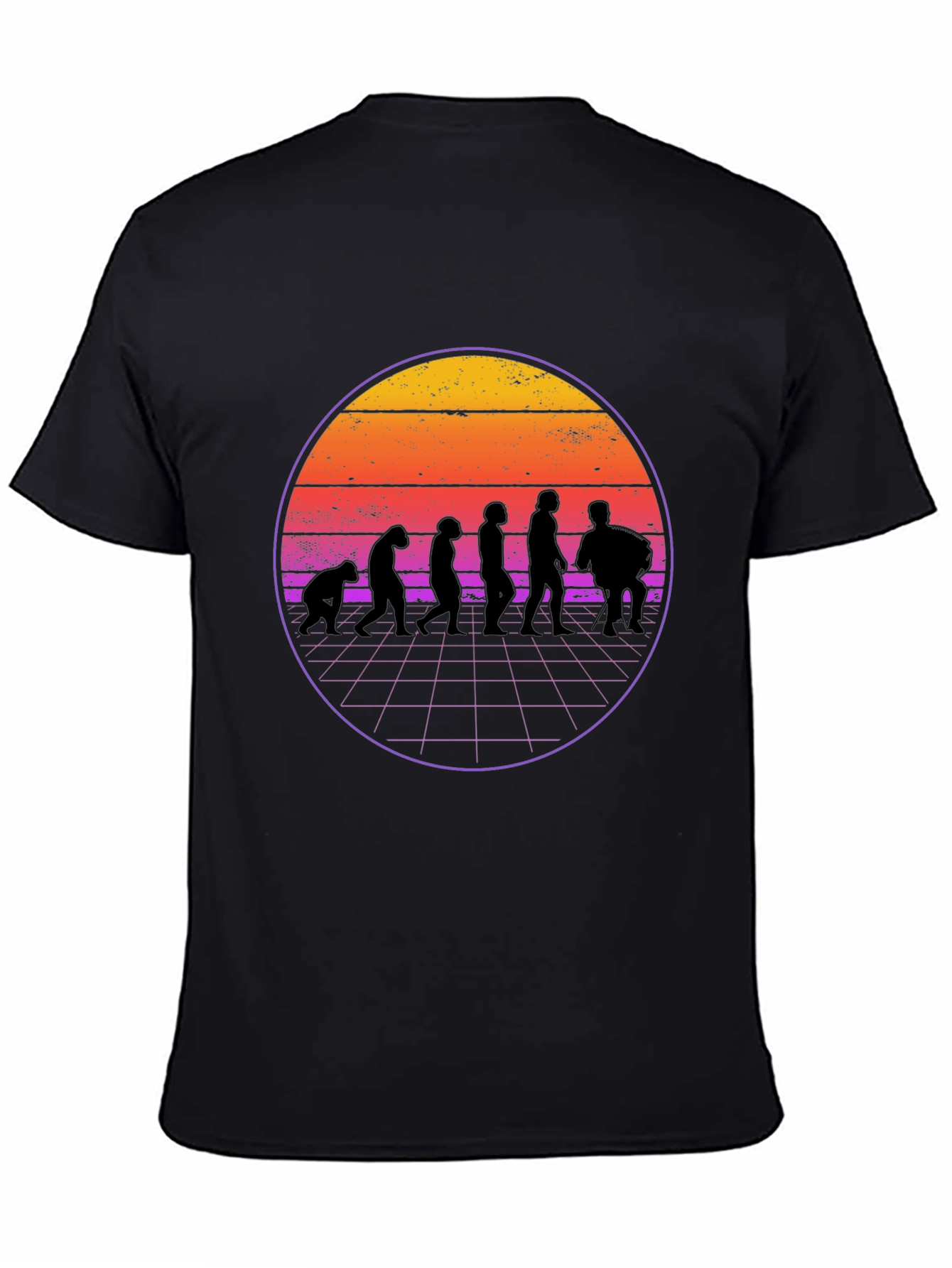 Black Retro Evolution T-Shirt - Men's Black Crew Neck Tee view 4