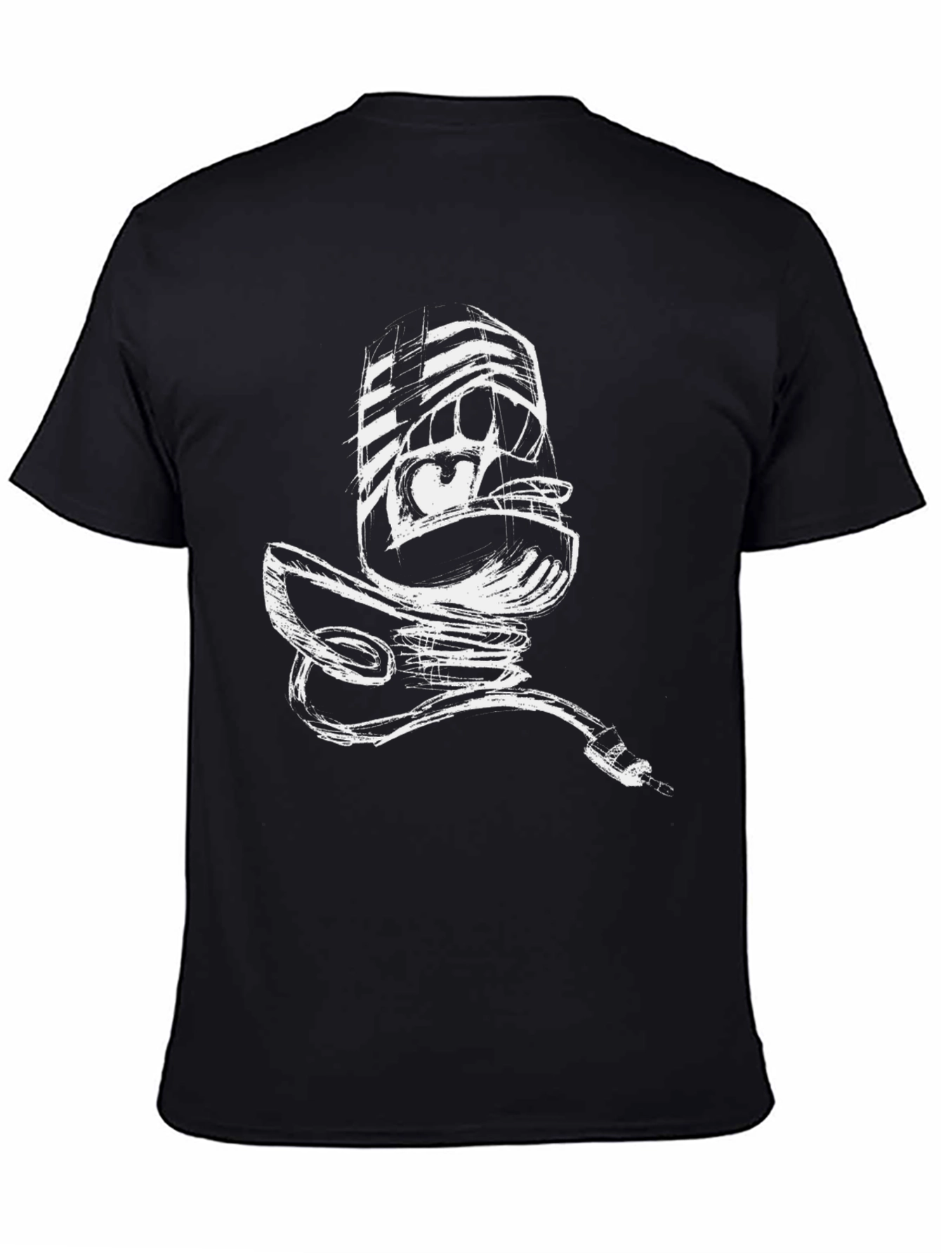 Black Sketchy Microphone Black Tee view 4