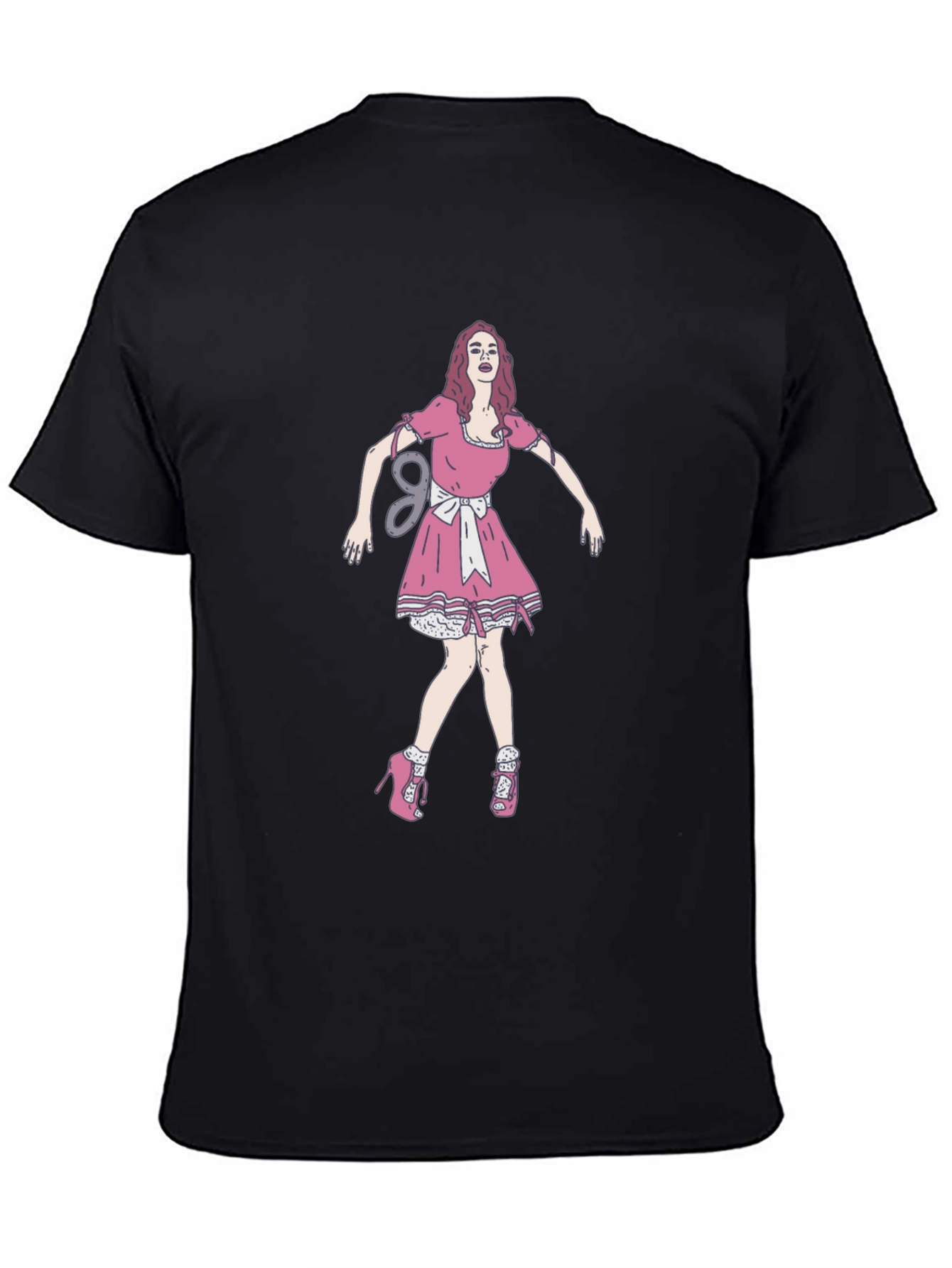 Black Black Tee with Doll Print view 4