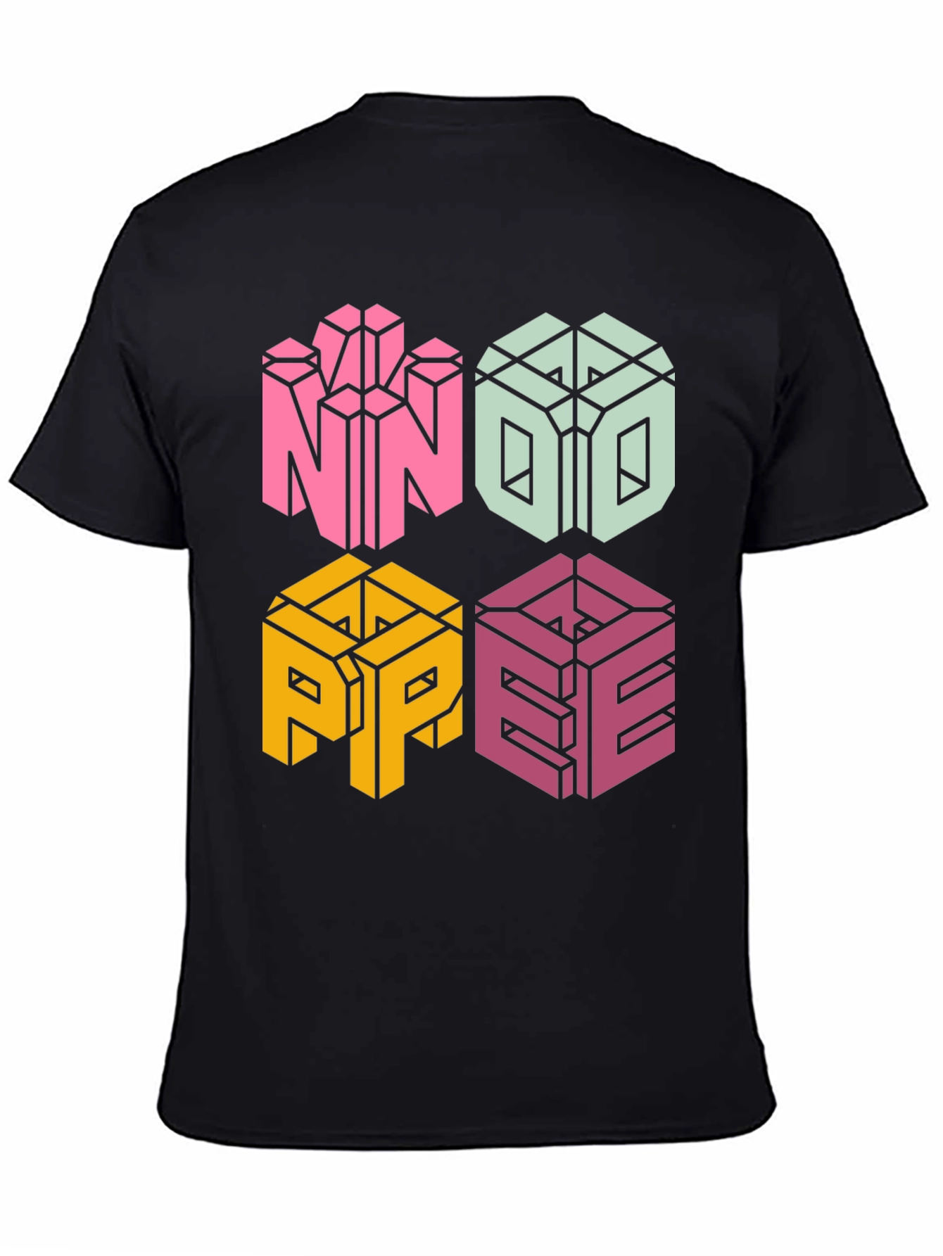 Black Novelty NOPE T-Shirt - Geometric Block Letter Design view 4