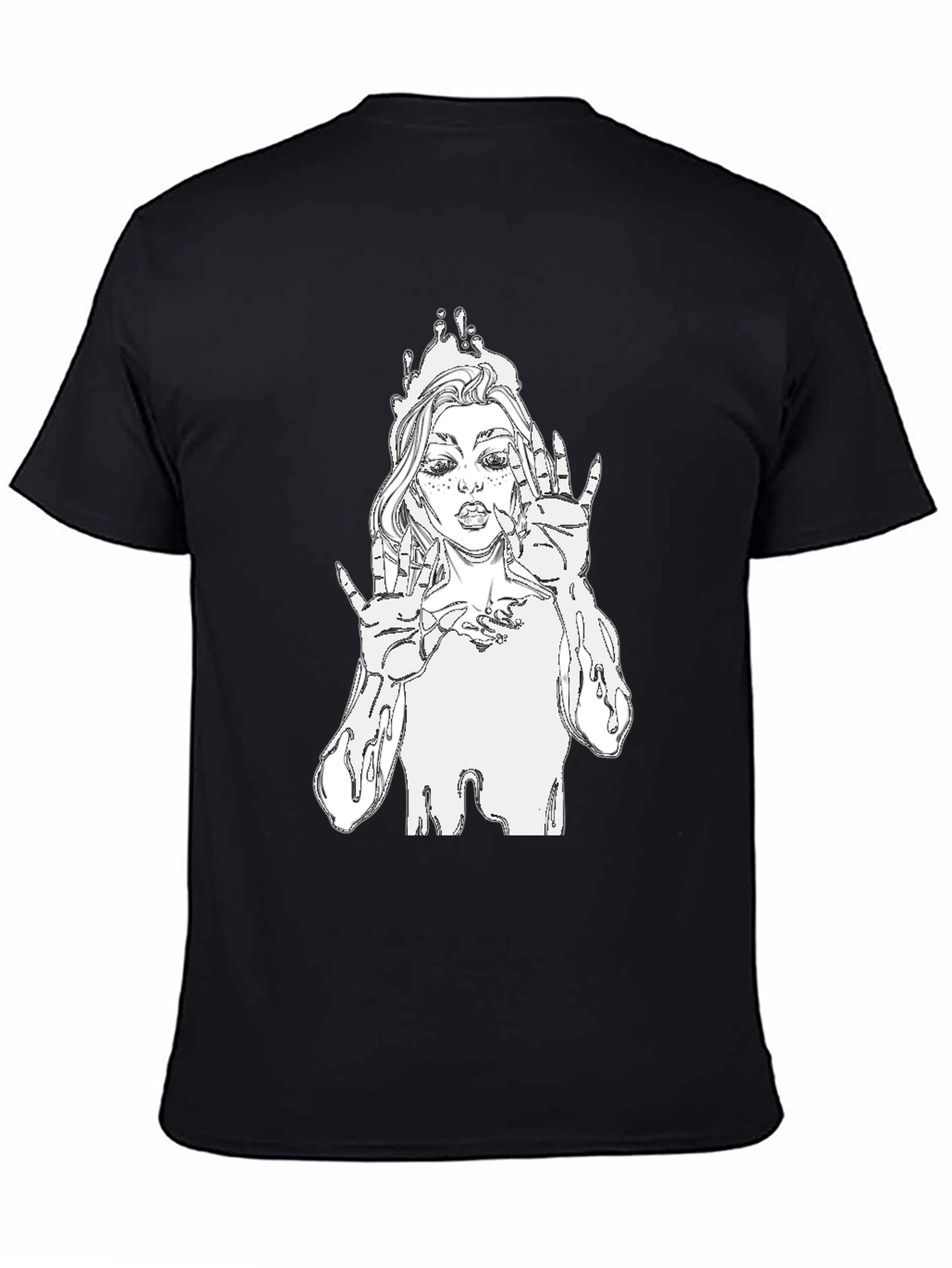 Black Unique Graphic Tee - Stylish Black Cotton T-Shirt view 4