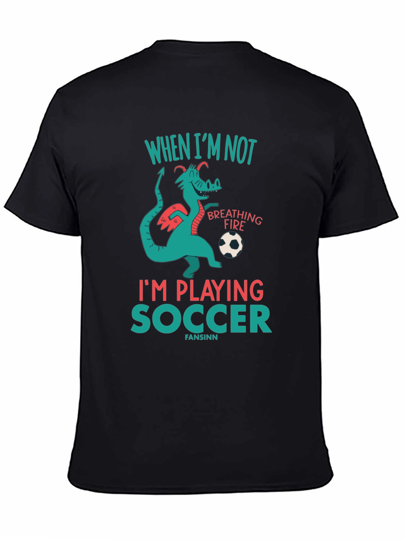 Black Dragon Soccer T-Shirt - Playful Graphic Tee view 4