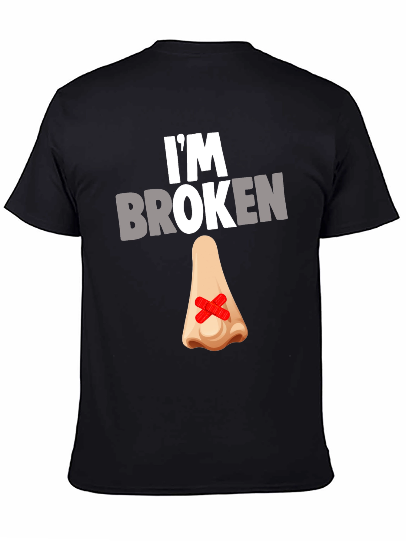 Black I'm Broken Nose T-Shirt - Novelty Graphic Tee view 4