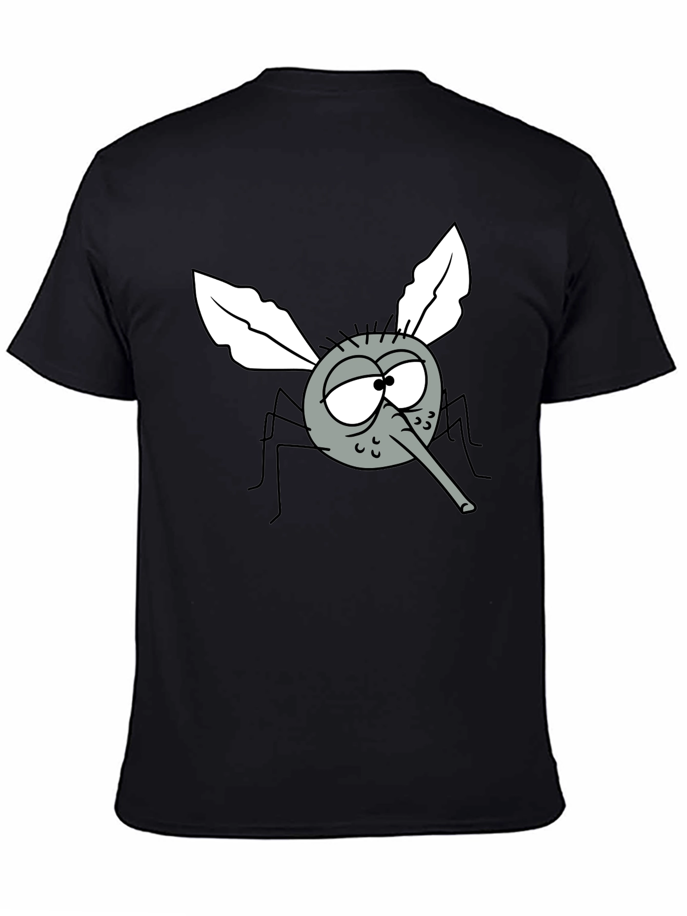 Black Funny Cartoon Mosquito Graphic T-Shirt view 4
