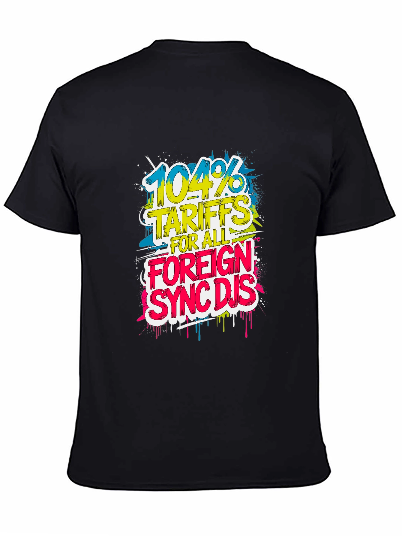 Black 104% Tariffs Foreign Sync DJs Graphic Tee view 4