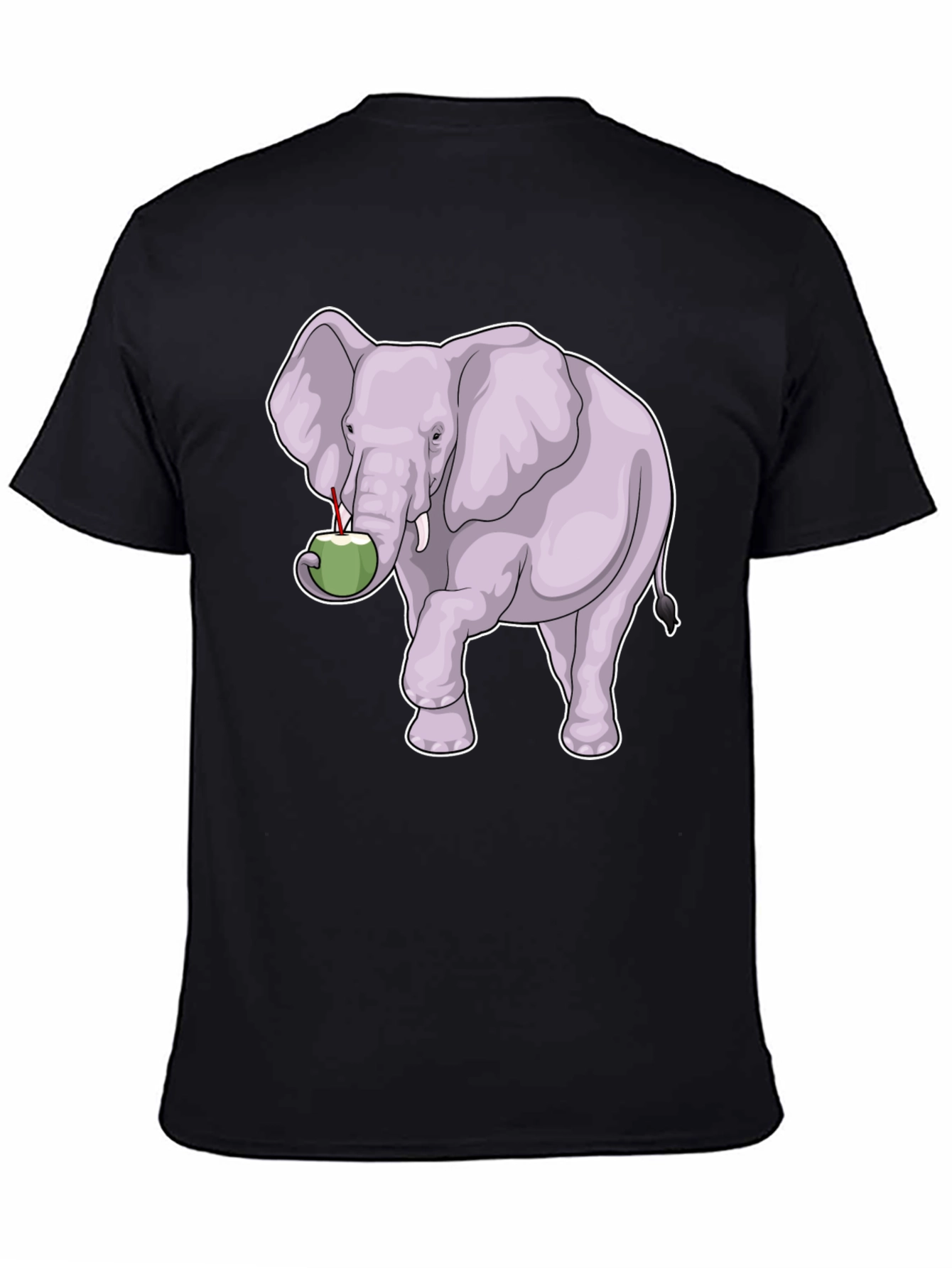 Black Elephant & Coconut T-Shirt - Unique Graphic Tee view 4