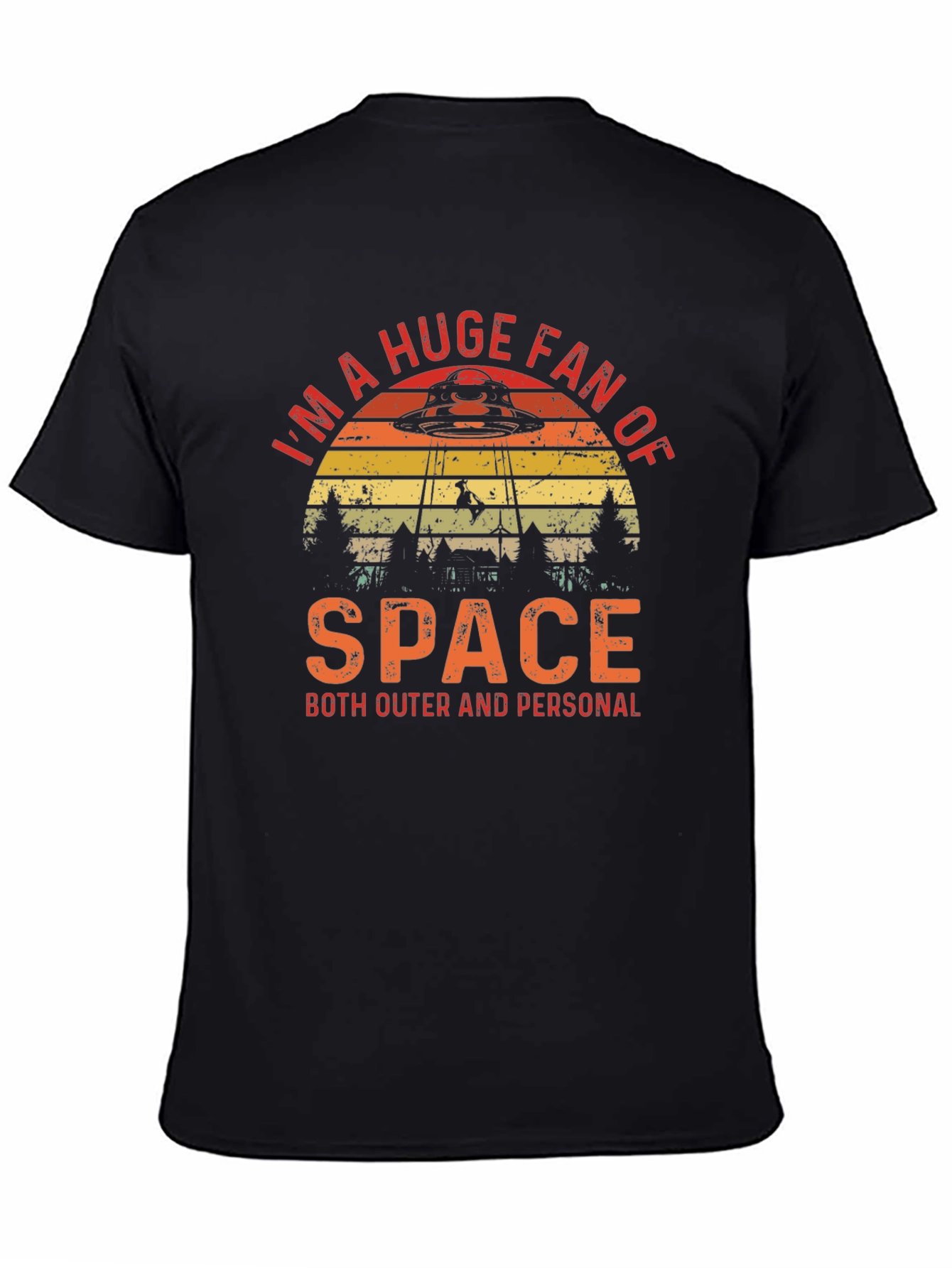 Black Huge Fan of Space UFO T-Shirt view 4