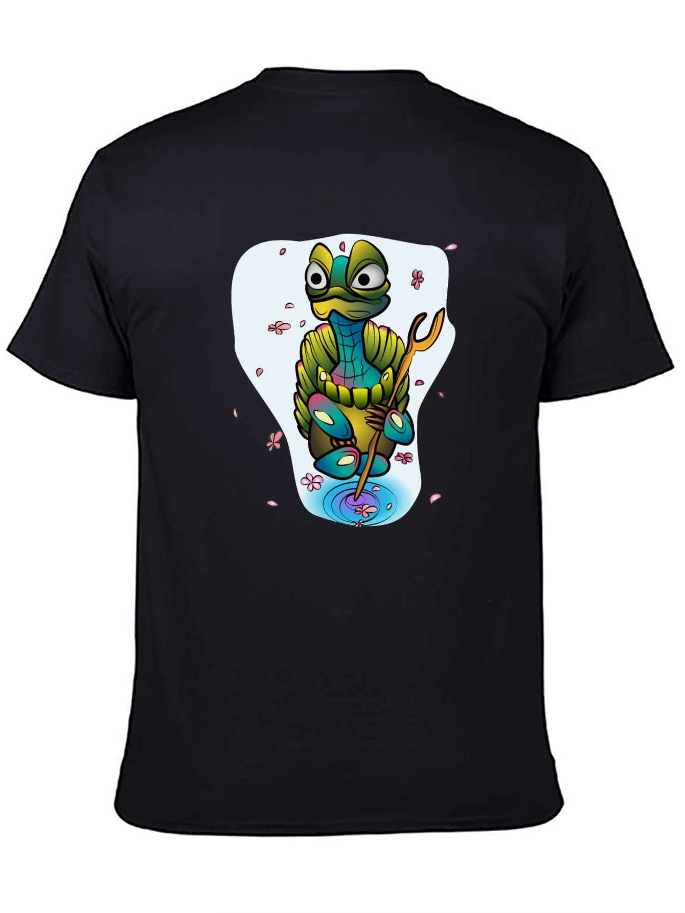 Black Cartoon Turtle Graphic Tee - Men's Black T-Shirt view 4
