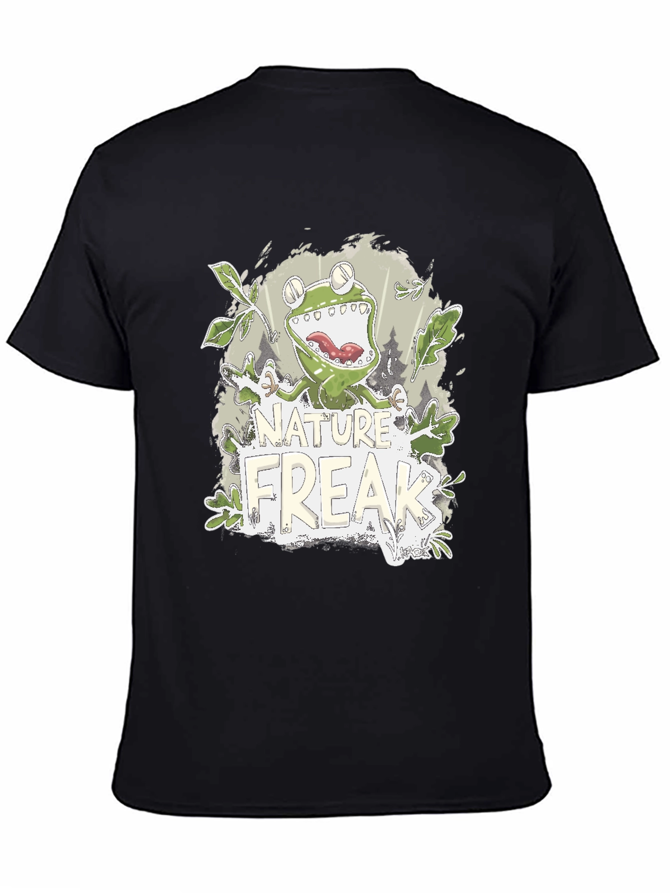 Black Nature Freak Frog Graphic T-Shirt view 4