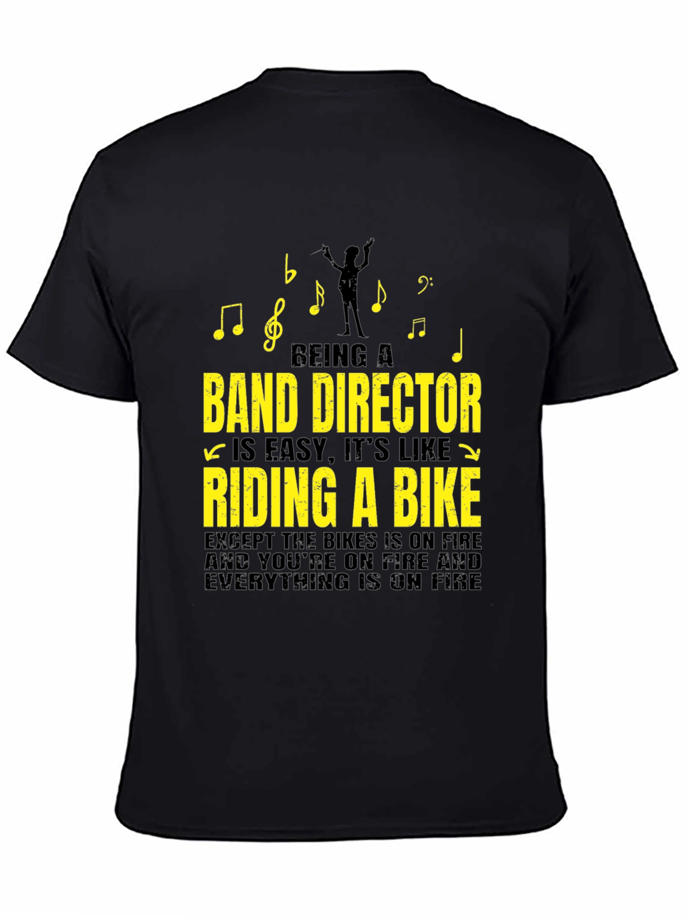 Black Band Director T-Shirt - Riding a Bike On Fire view 4