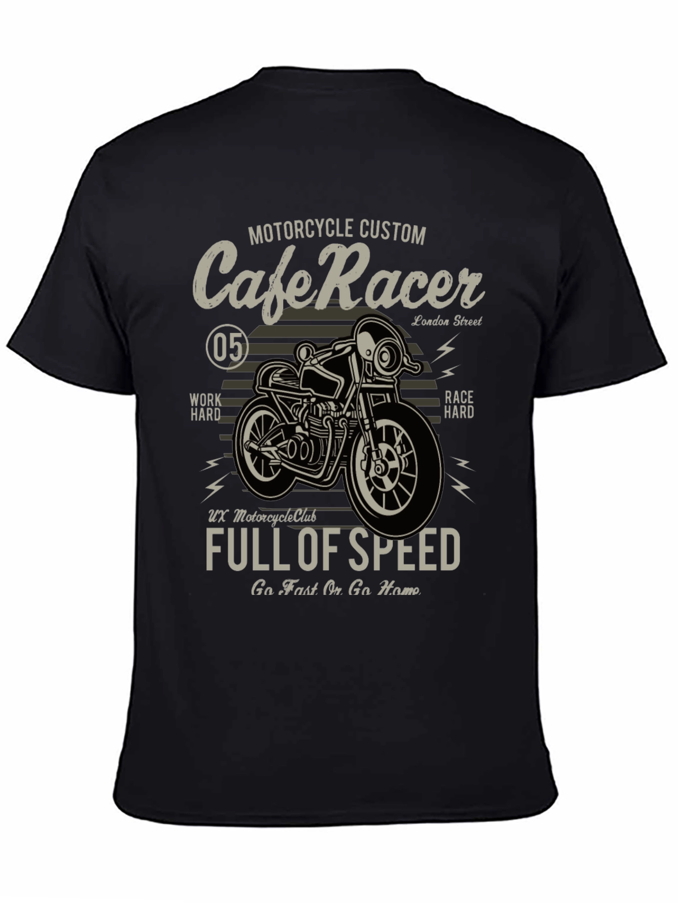 Black Cafe Racer Motorcycle Graphic T-Shirt view 4