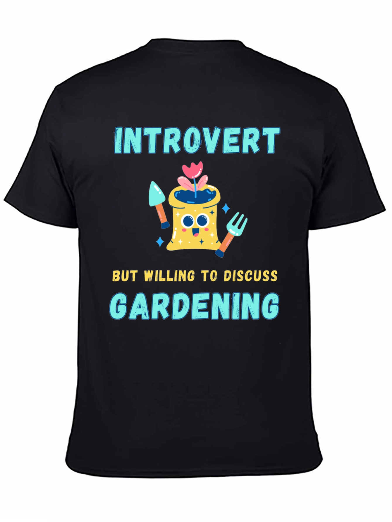 Black Introvert Gardening T-Shirt view 4