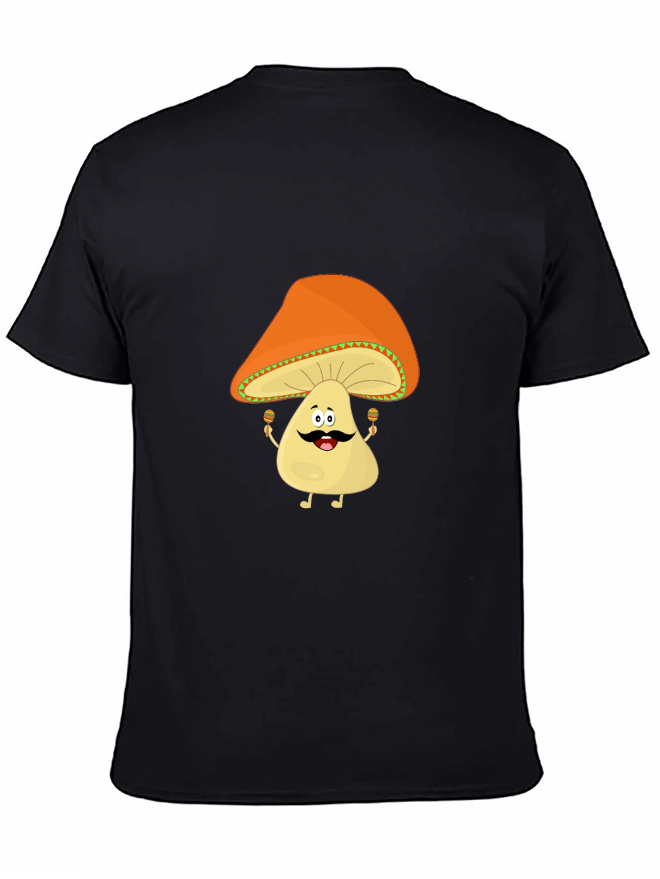 Black Funny Mushroom Man Black T-Shirt view 4