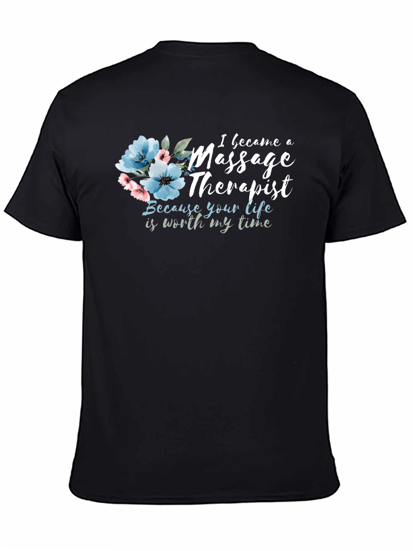 Black Massage Therapist Floral Tee - Worth My Time view 4