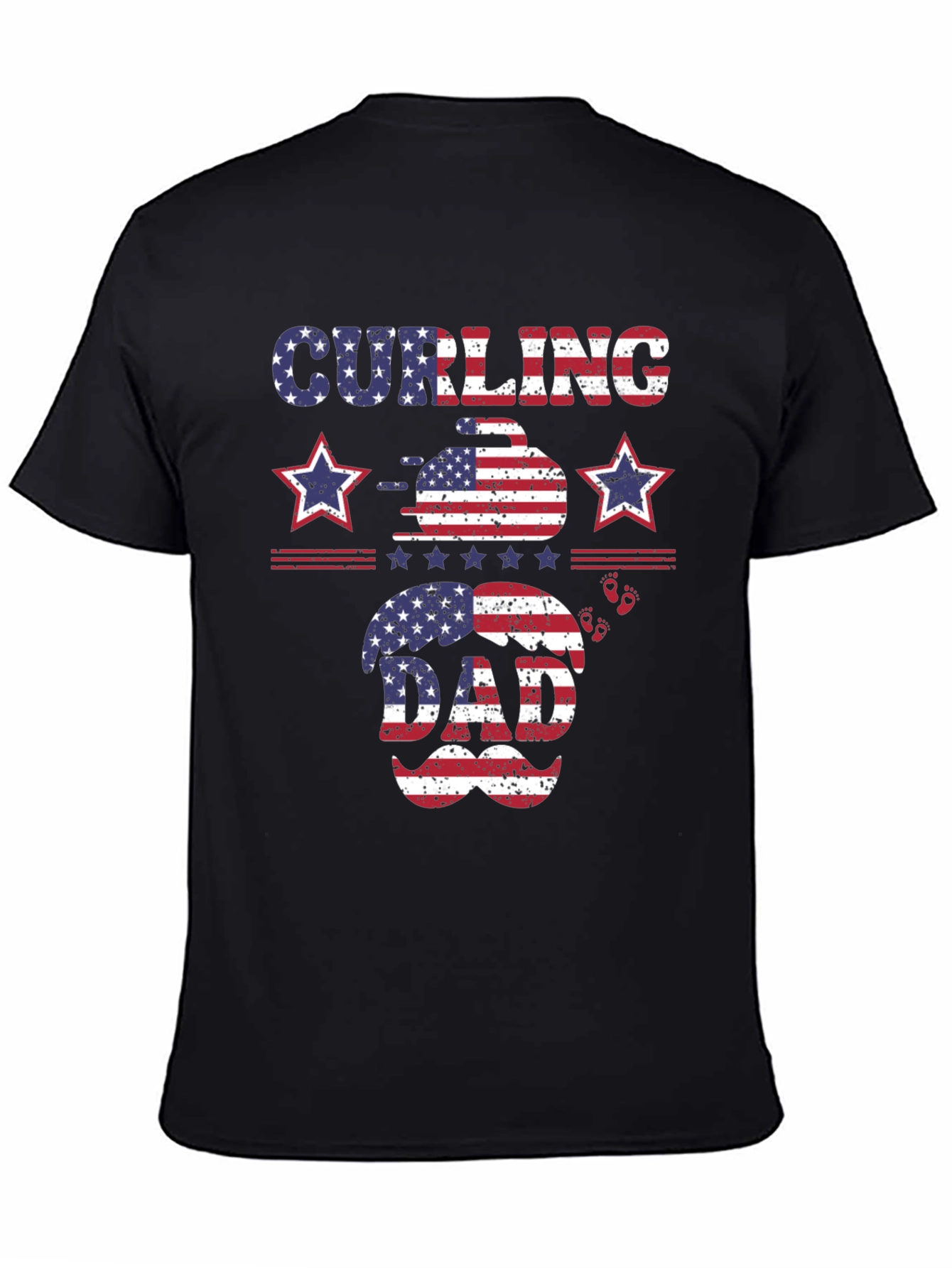 Black Curling Dad Patriotic T-Shirt view 4