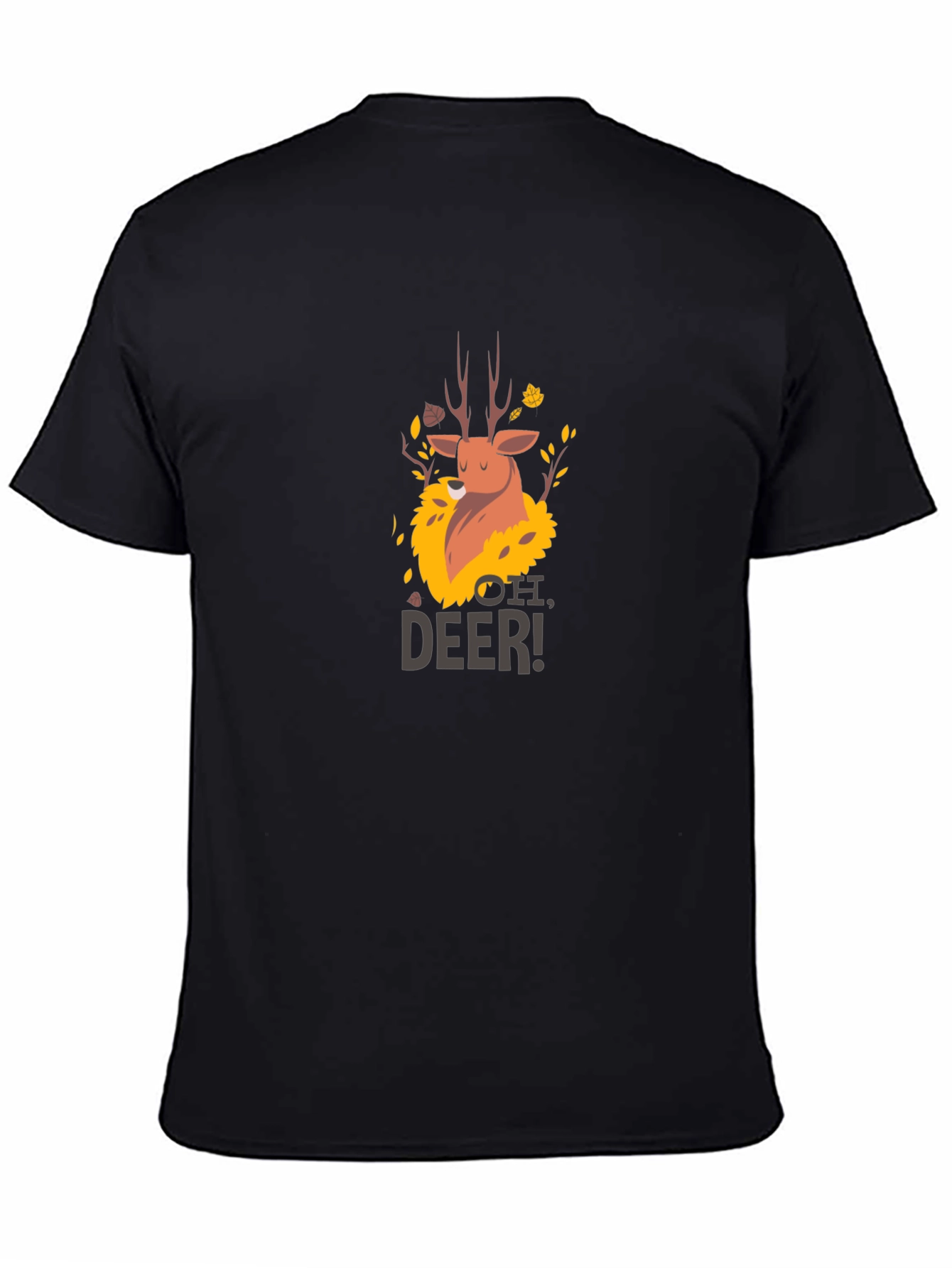 Black Oh Deer! Graphic Print Black T-Shirt view 4