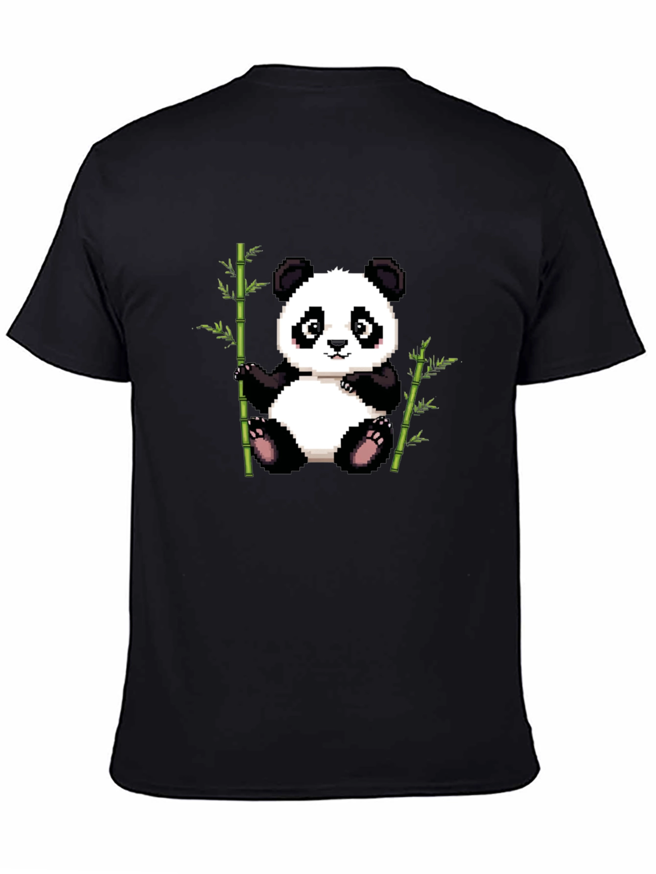 Black Pixel Panda T-Shirt - Cute Panda Bamboo Design view 4