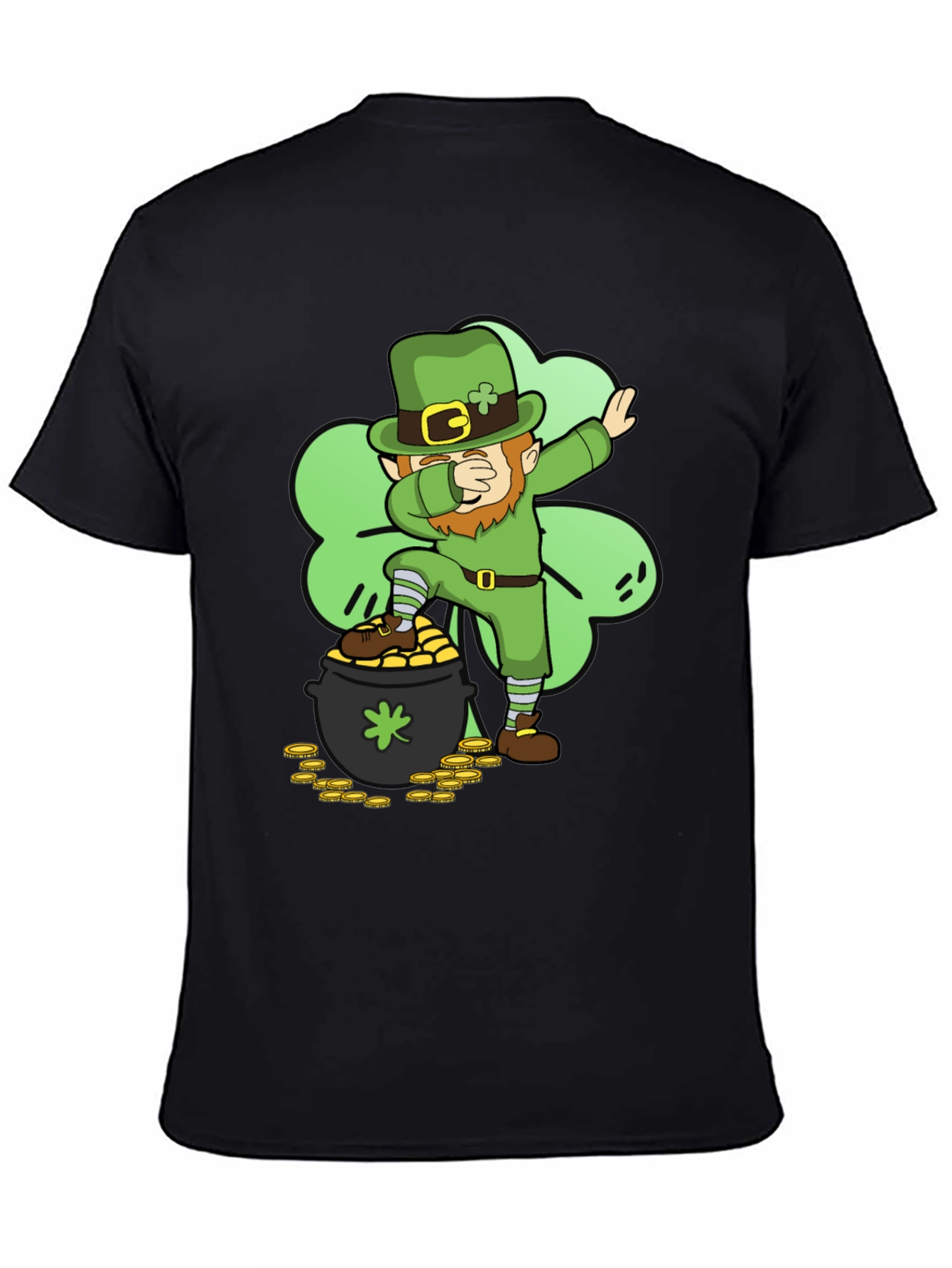 Black St. Patrick's Day Leprechaun Dab T-Shirt view 4