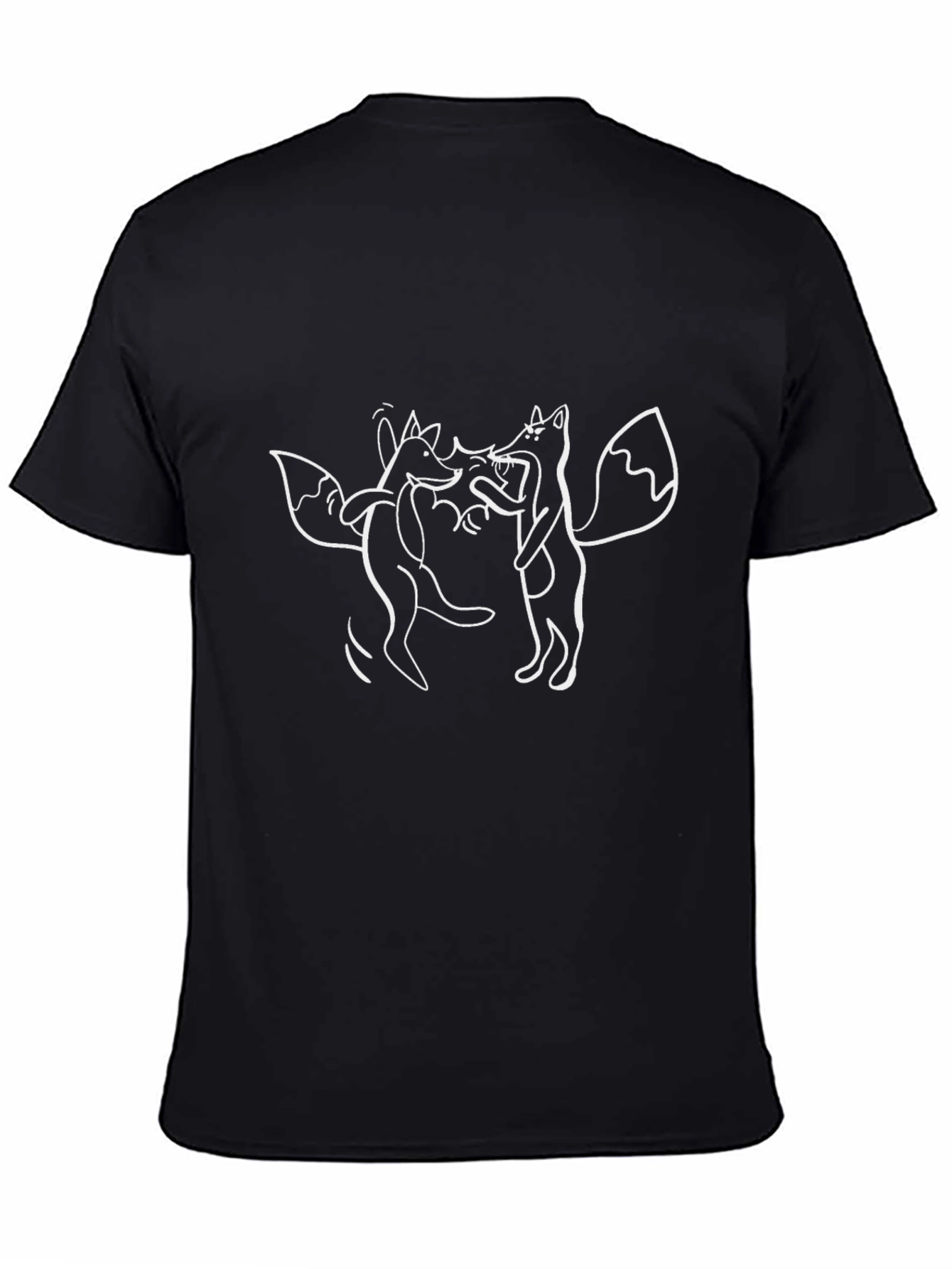 Black Black Tee with Dancing Foxes Graphic view 4