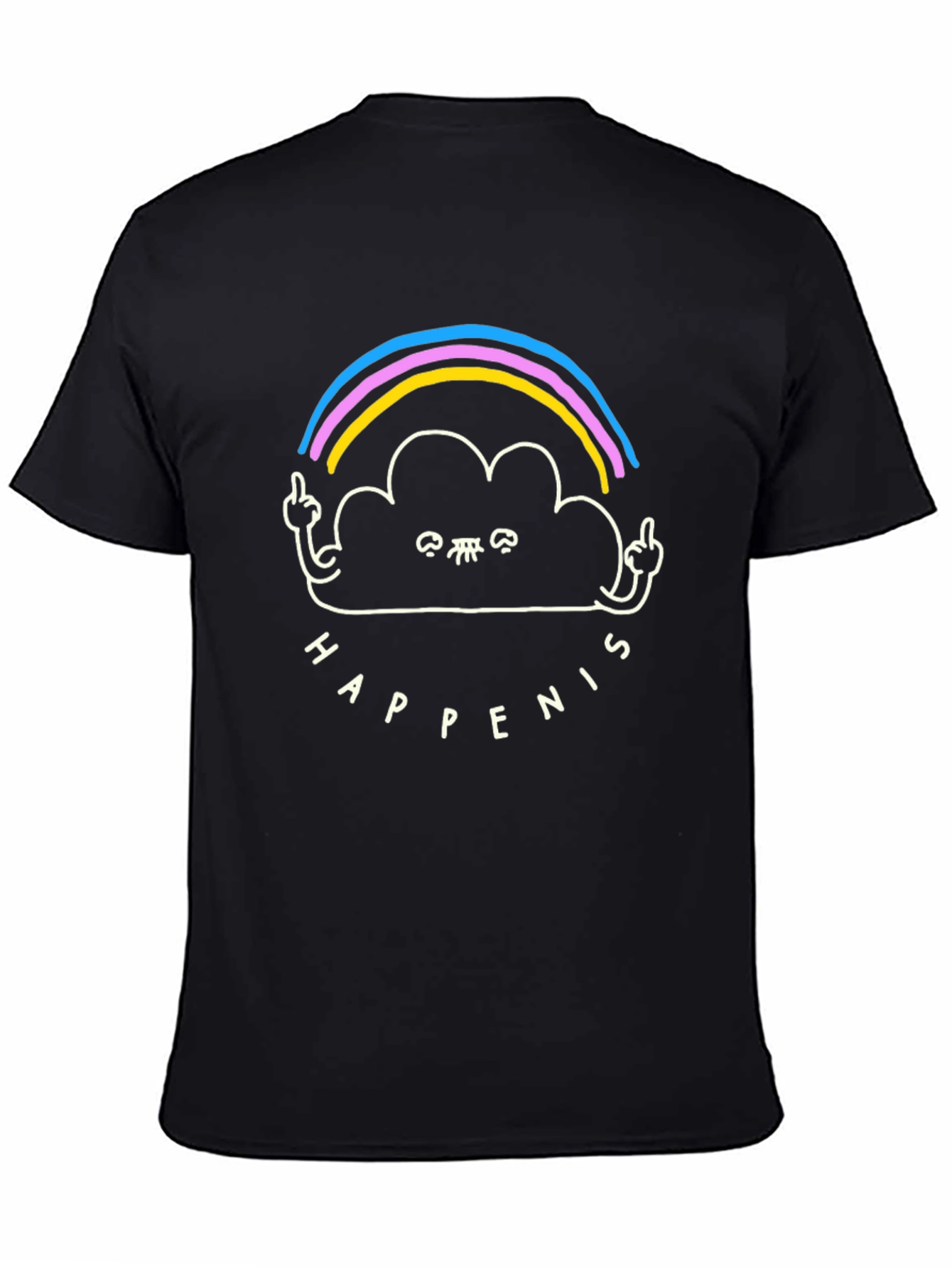 Black Funny Rainbow Cloud Graphic Tee view 4