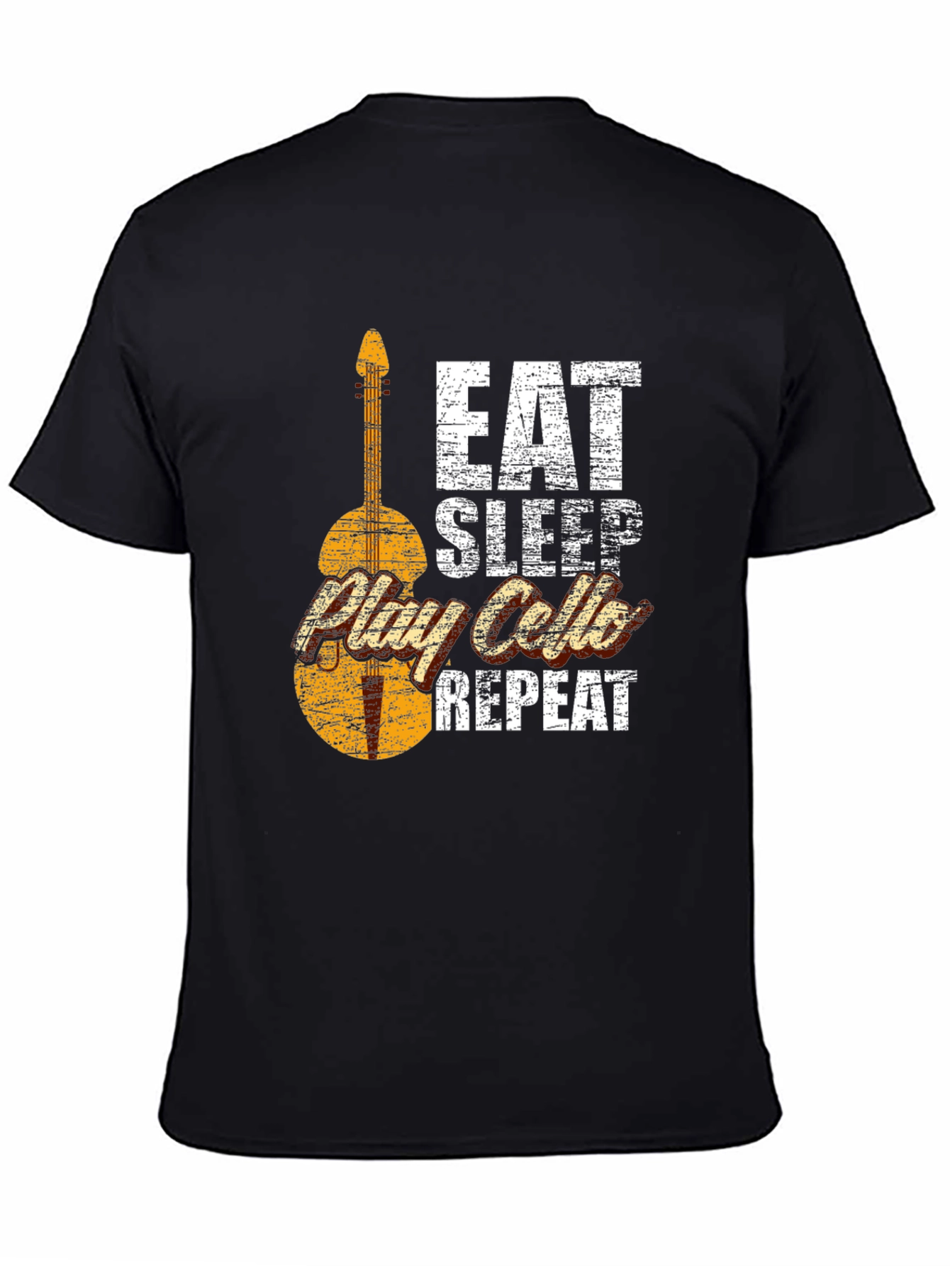 Black Eat Sleep Play Cello Repeat T-Shirt view 4