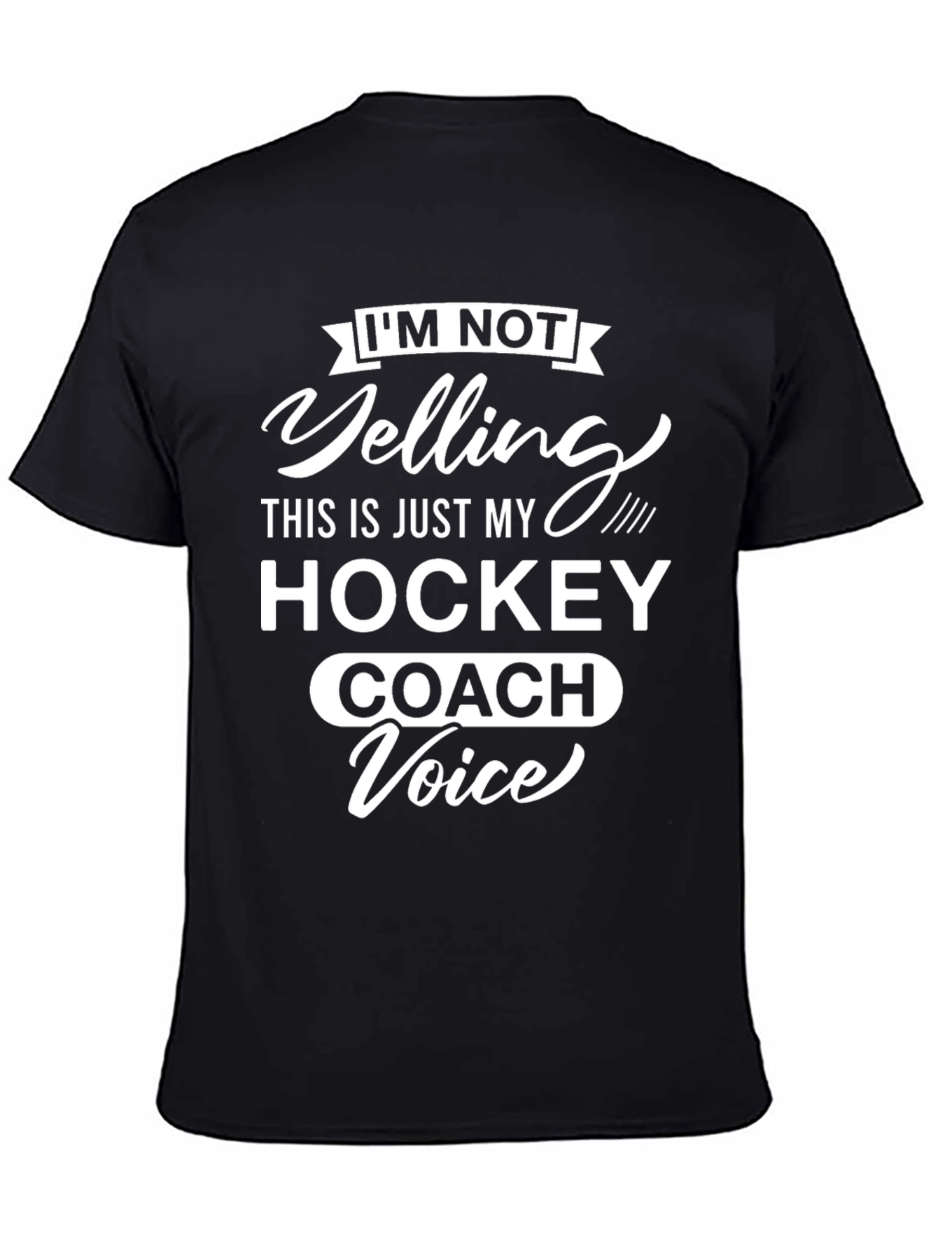 Black Hockey Coach Voice T-Shirt - Funny Sports Tee view 4