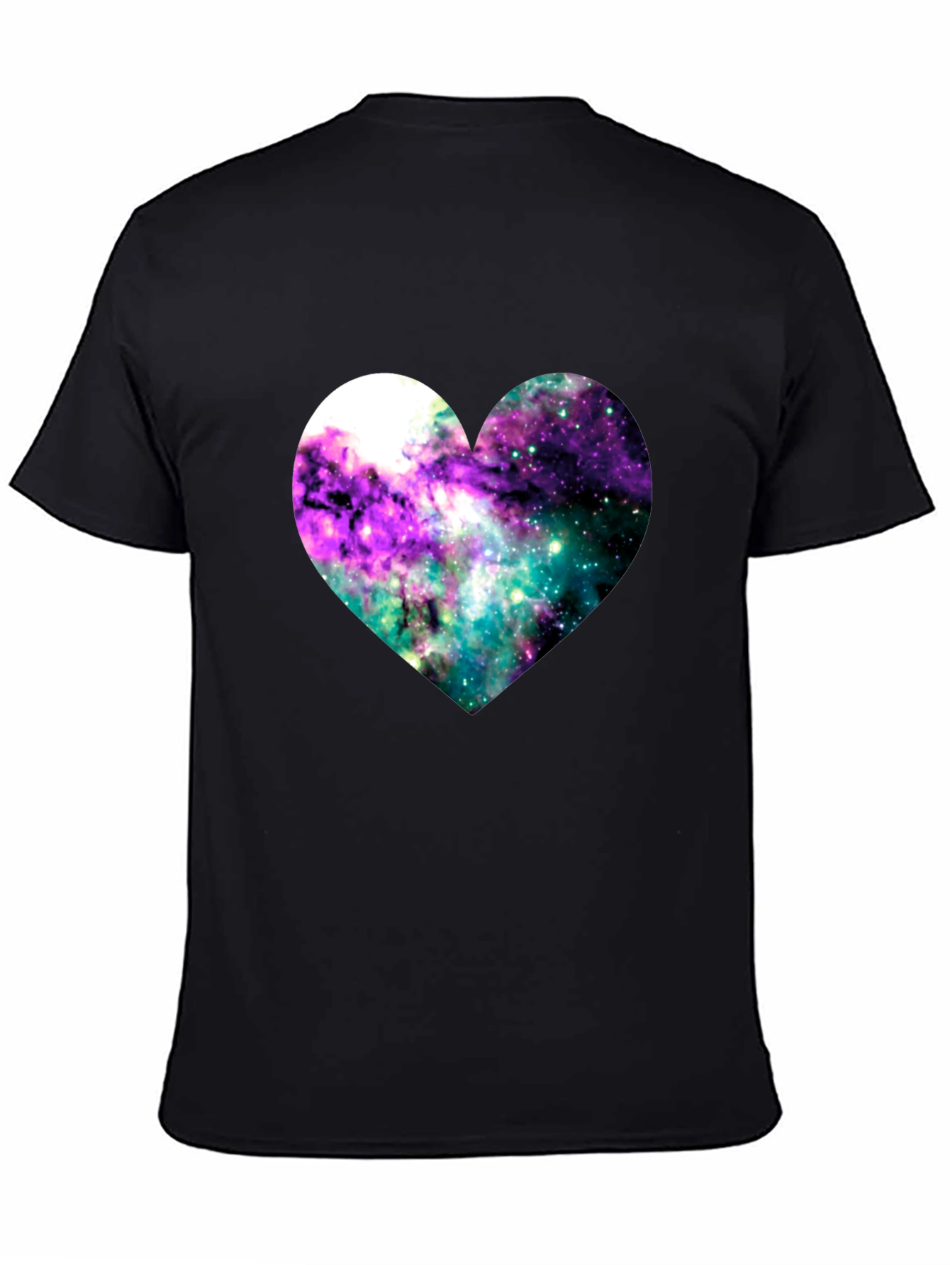 Black Galaxy Heart Graphic Tee - Black Cotton Blend view 4