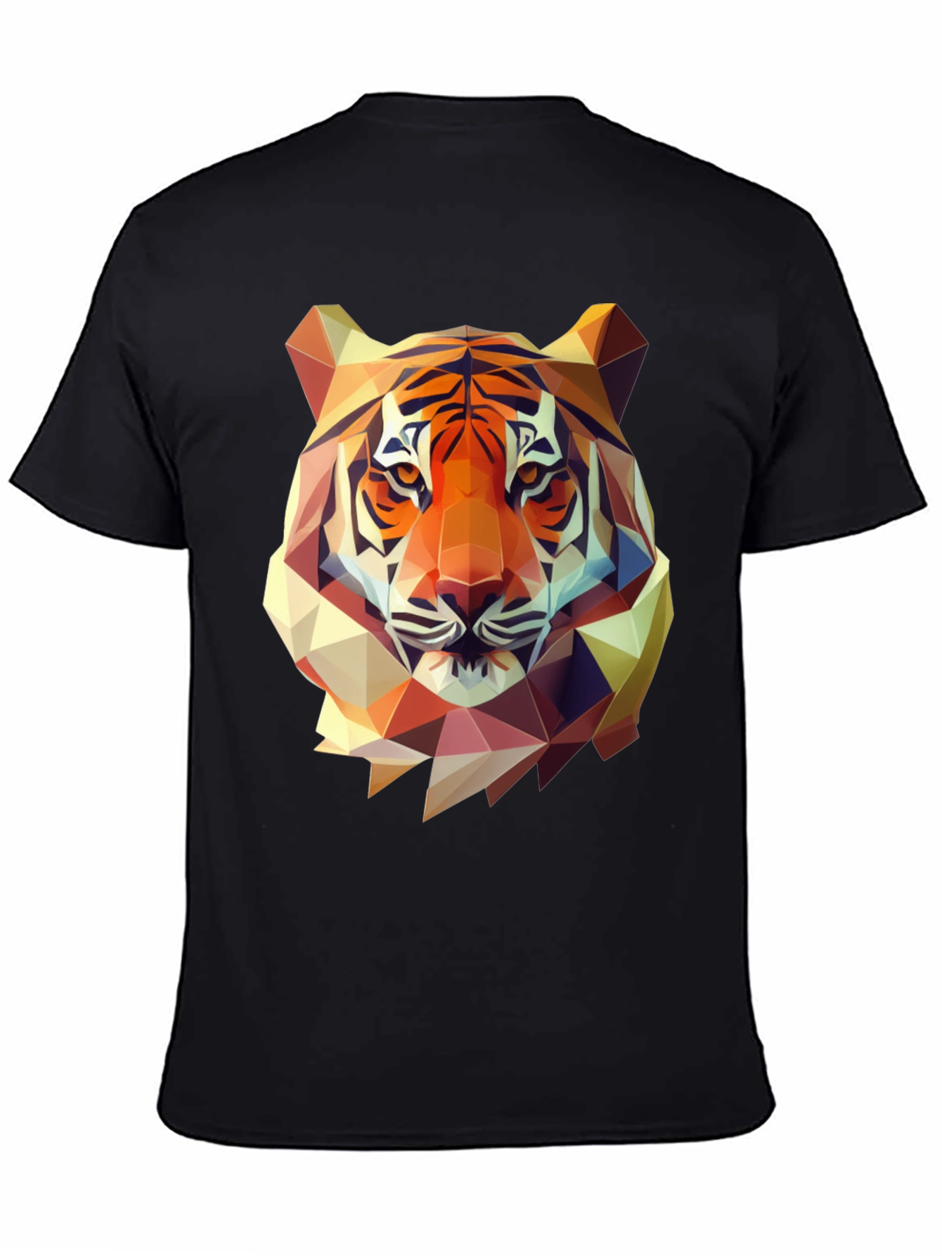 Black Geometric Tiger Graphic Tee - Men's Black T-Shirt view 4