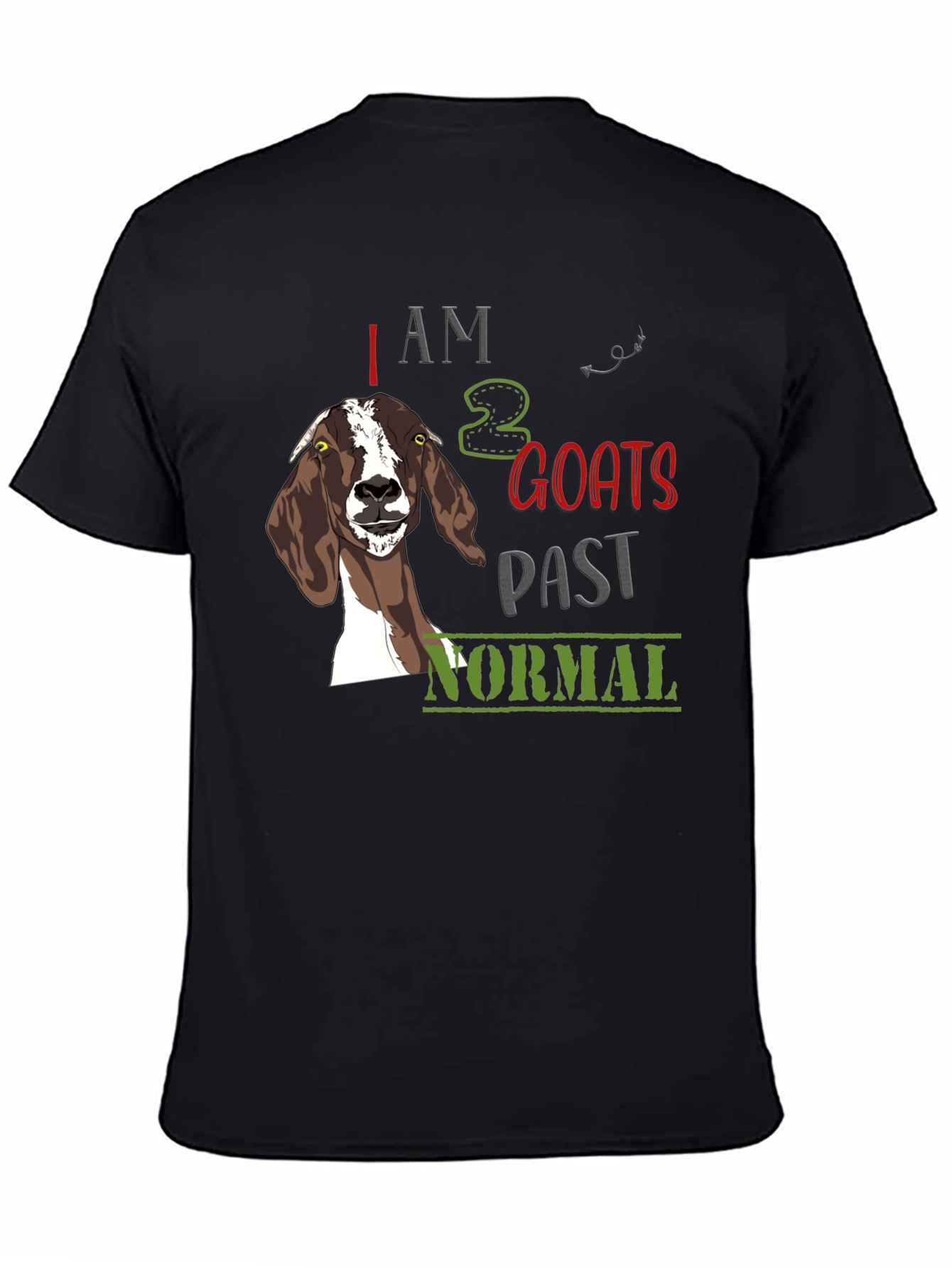 Black I am 2 Goats Past Normal Graphic Tee view 4