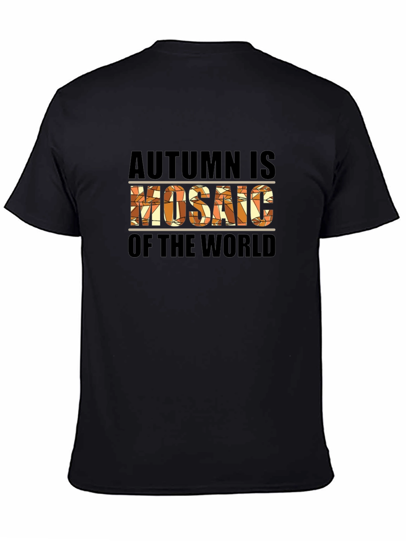Black Autumn Mosaic World Graphic T-Shirt view 4