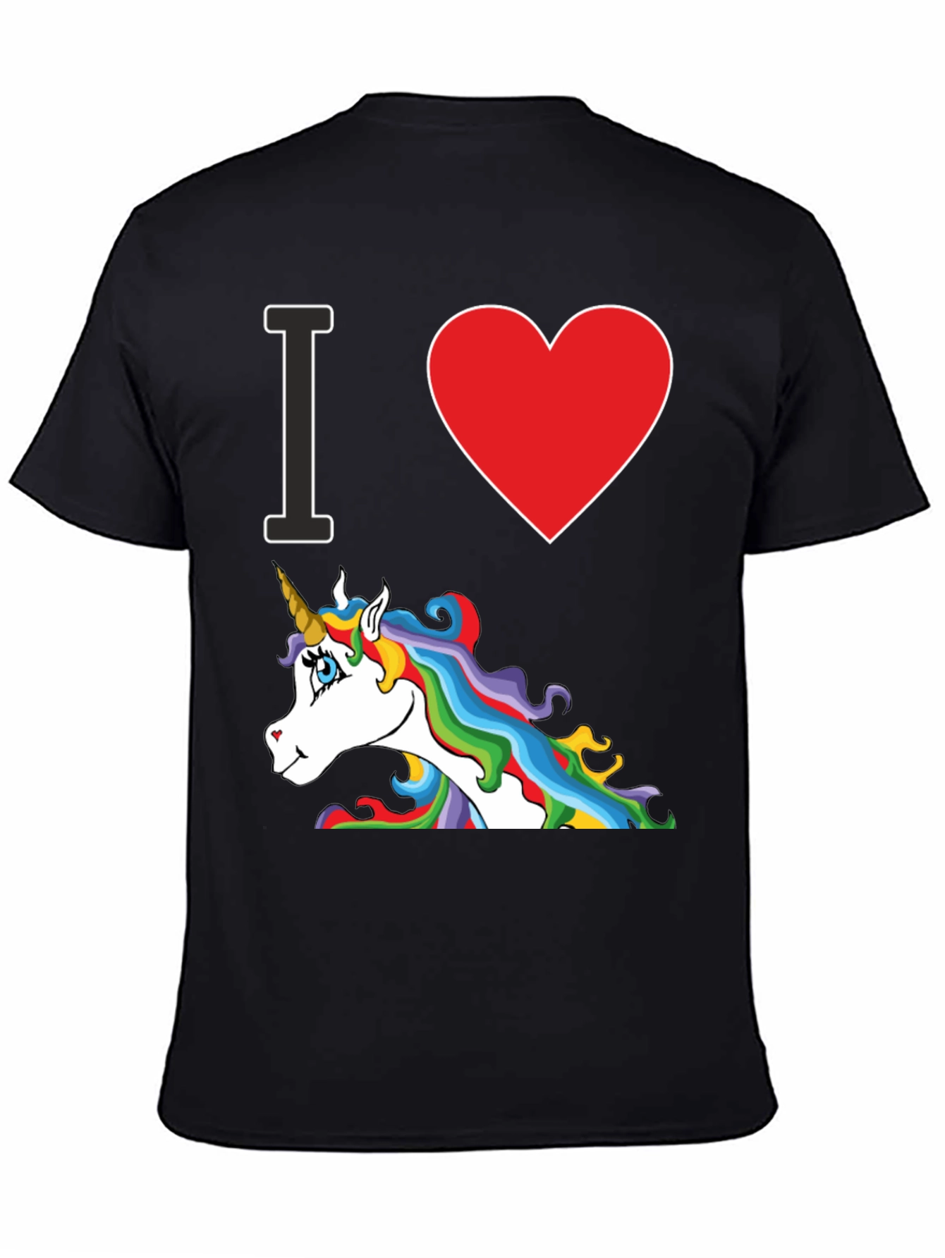 Black I Heart Unicorn Black T-Shirt view 4