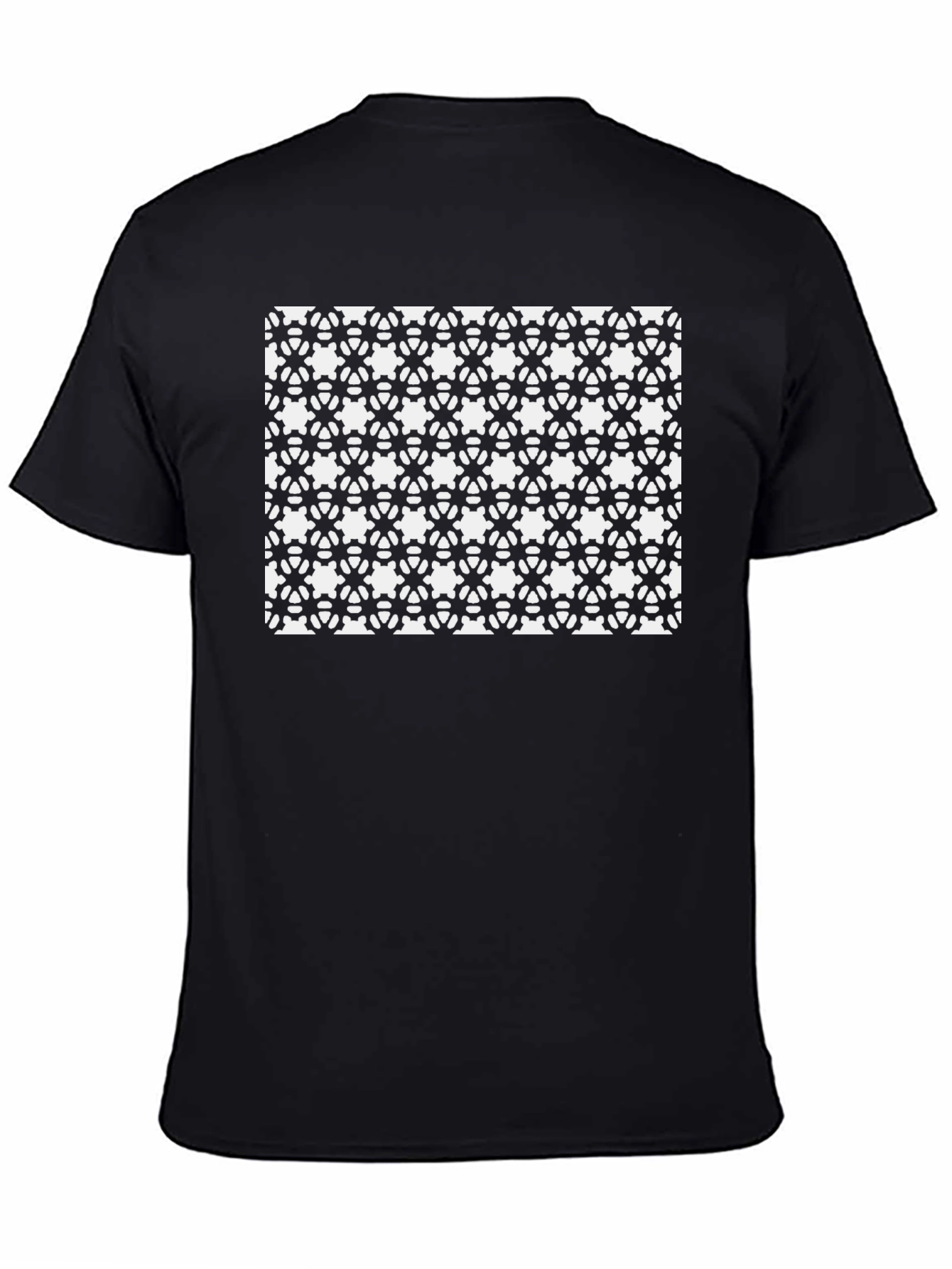Black Geometric Gear Pattern T-Shirt - Black view 4