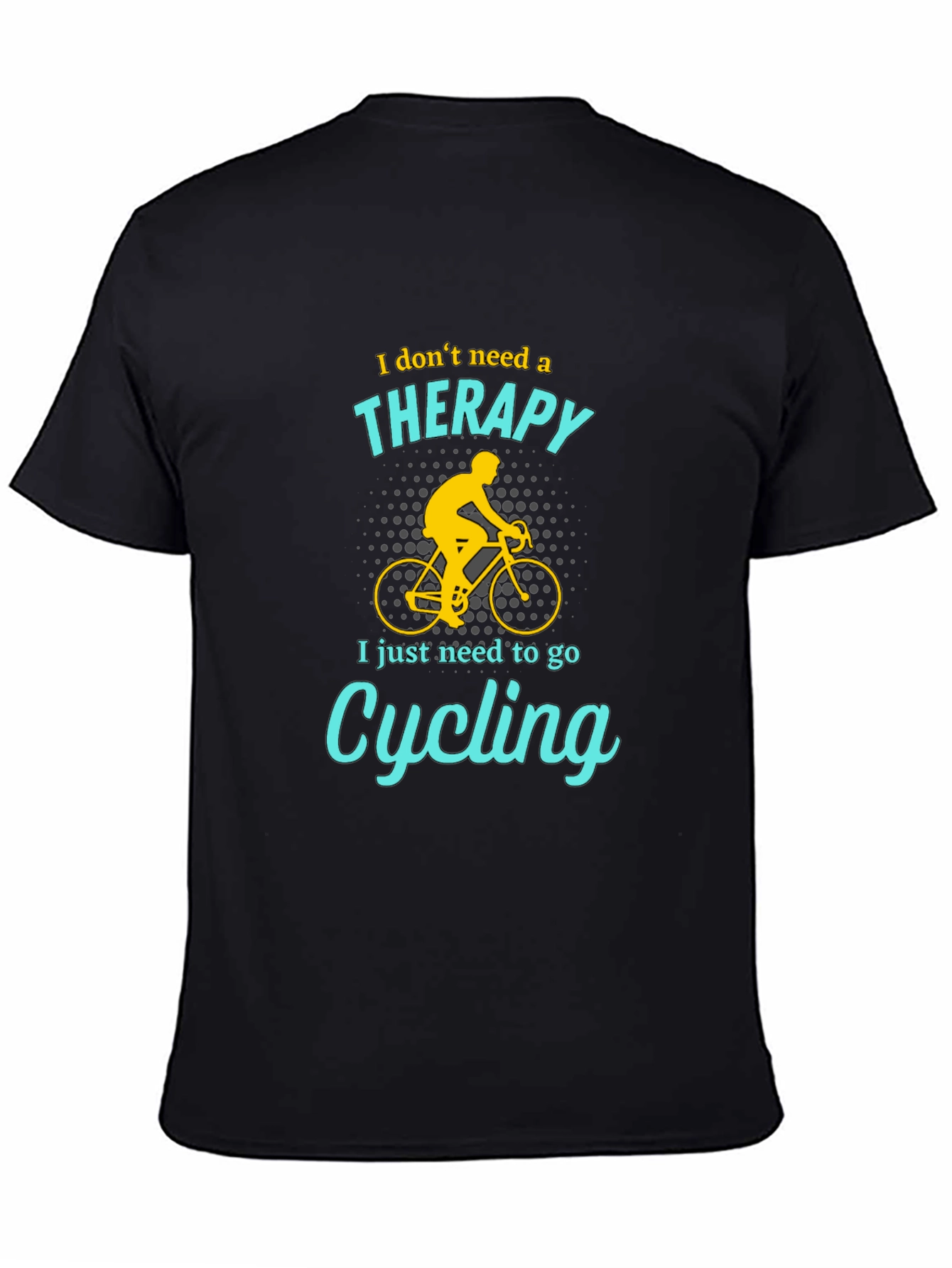 Black Cycling Therapy T-Shirt - Funny Biker Tee view 4