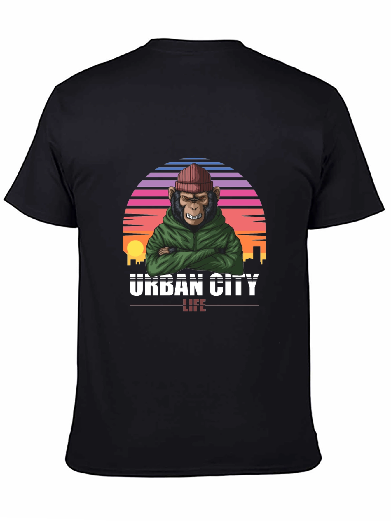 Black Urban City Monkey Tee - Cool Graphic T-Shirt view 4