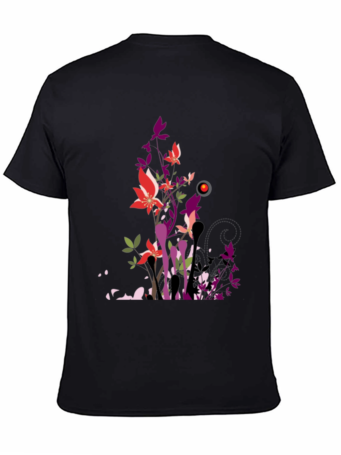 Black Floral Graphic Print Black T-Shirt view 4