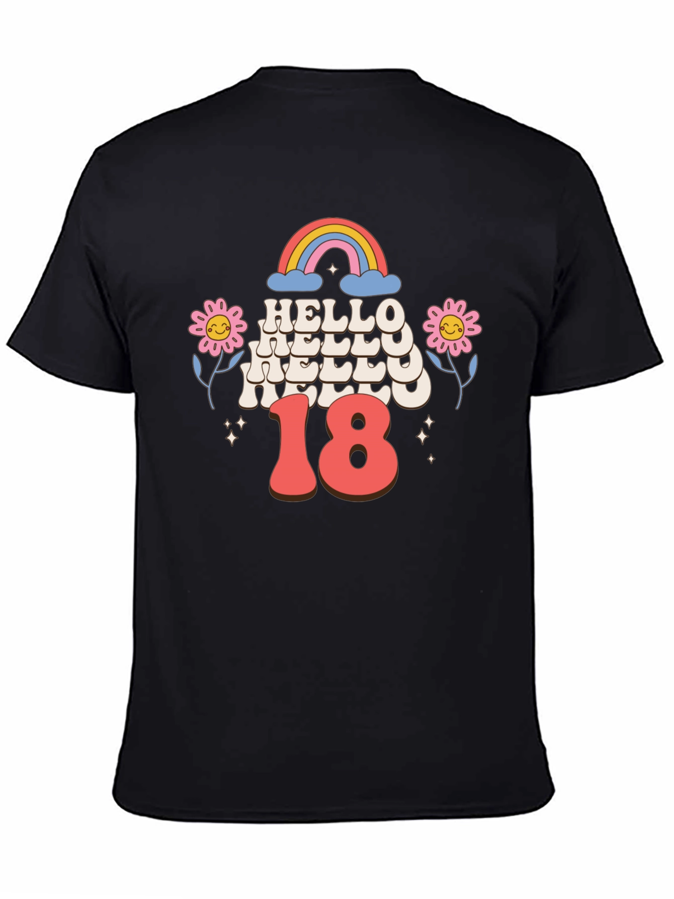Black Hello 18 Birthday T-Shirt view 4