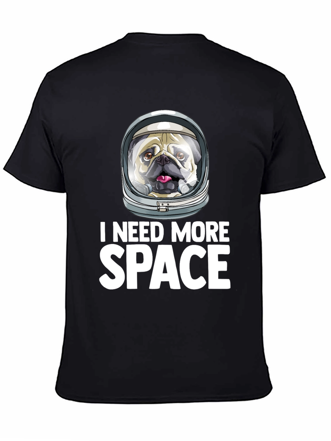 Black I Need More Space Pug T-Shirt - Funny Dog Astronaut Tee view 4