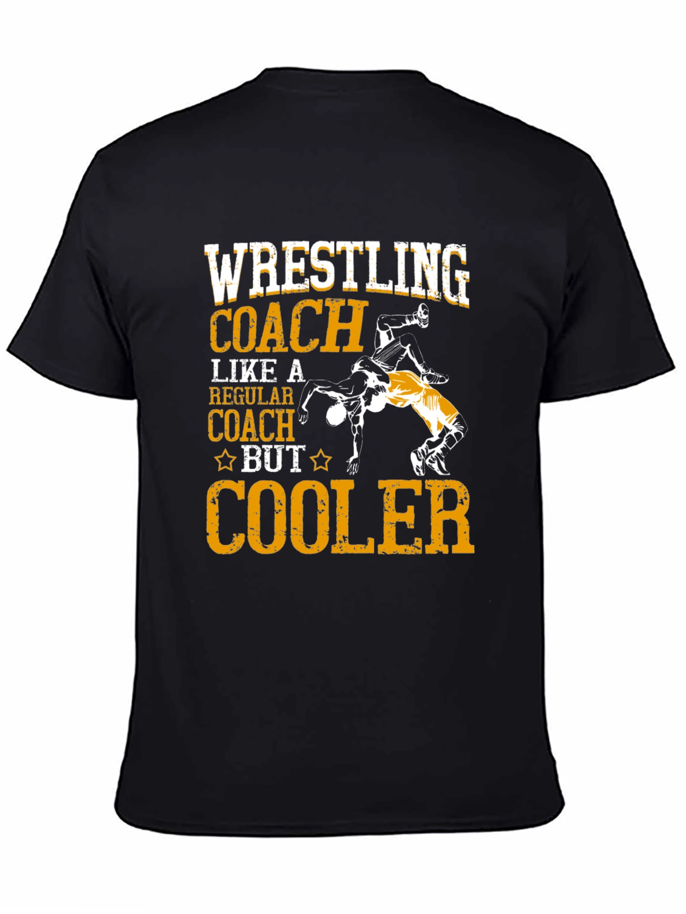 Black Wrestling Coach T-Shirt - Cooler Design view 4